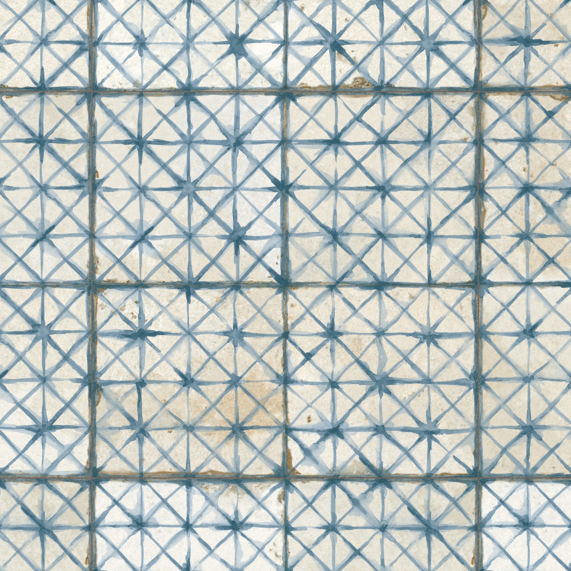 Carrelage Vintage effet Carreau ciment Bleu 45x45x0,95 cm Byblos - Sol et mur intérieur