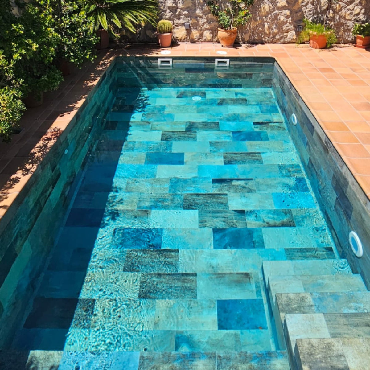 Carrelage Piscine effet Terre cuite Vert Mix 62,6x31x0,9 cm Portofino