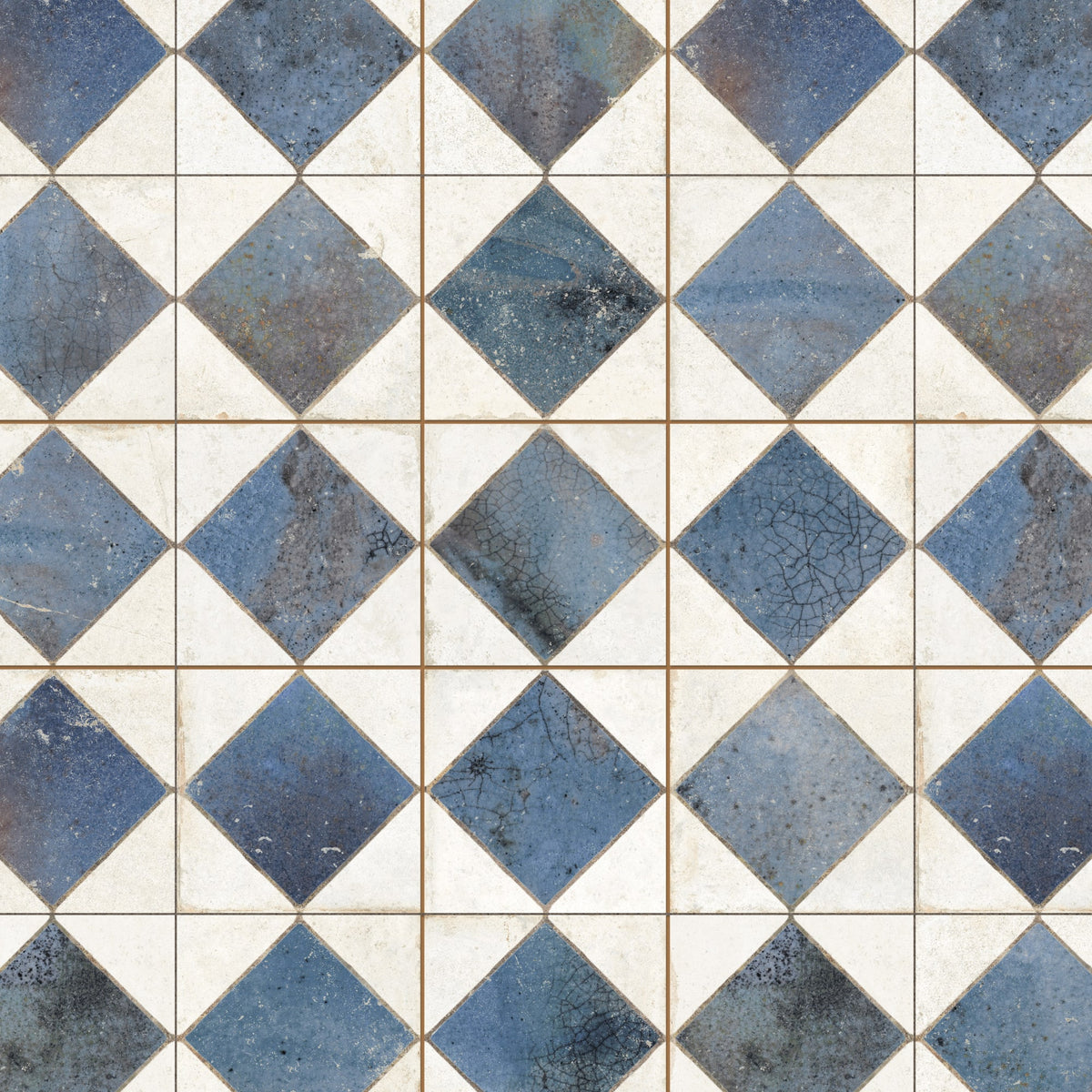 Carrelage Vintage Bleu Damier 33x33x0,95 cm Solmira - Sol et mur intérieur