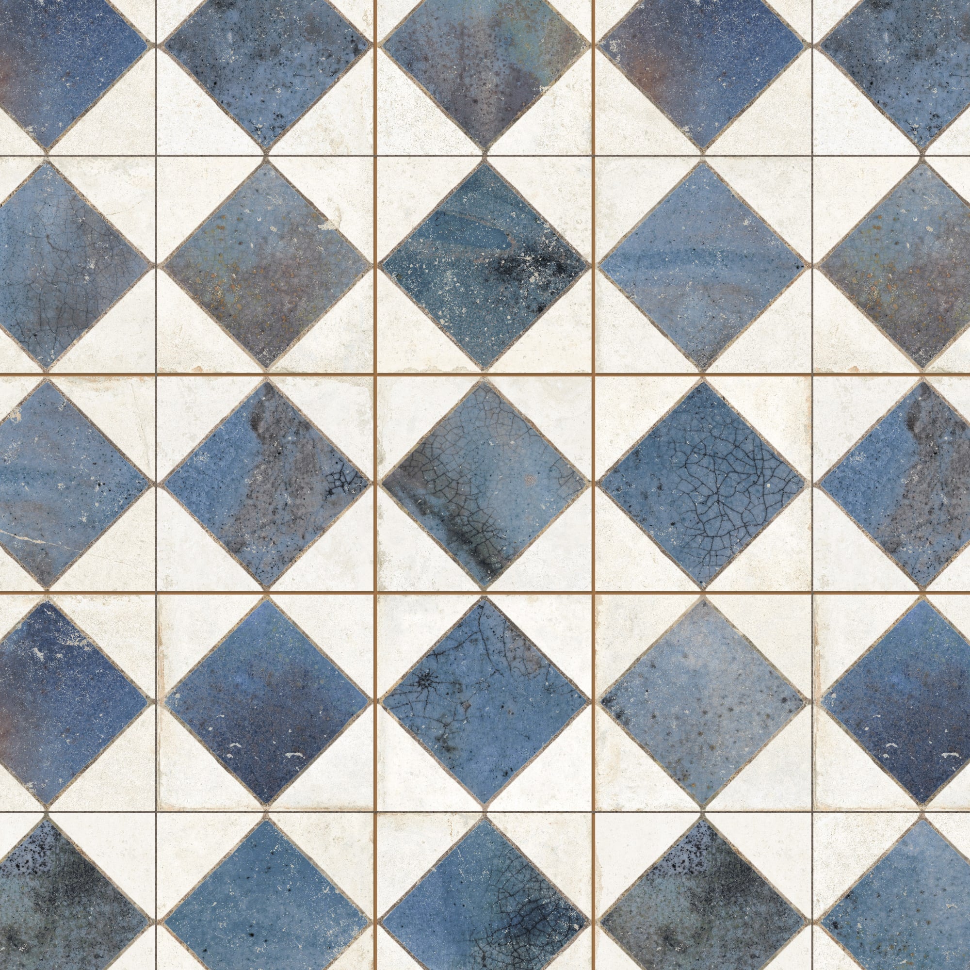 Carrelage Vintage Bleu Damier 33x33x0,95 cm Solmira - Sol et mur intérieur