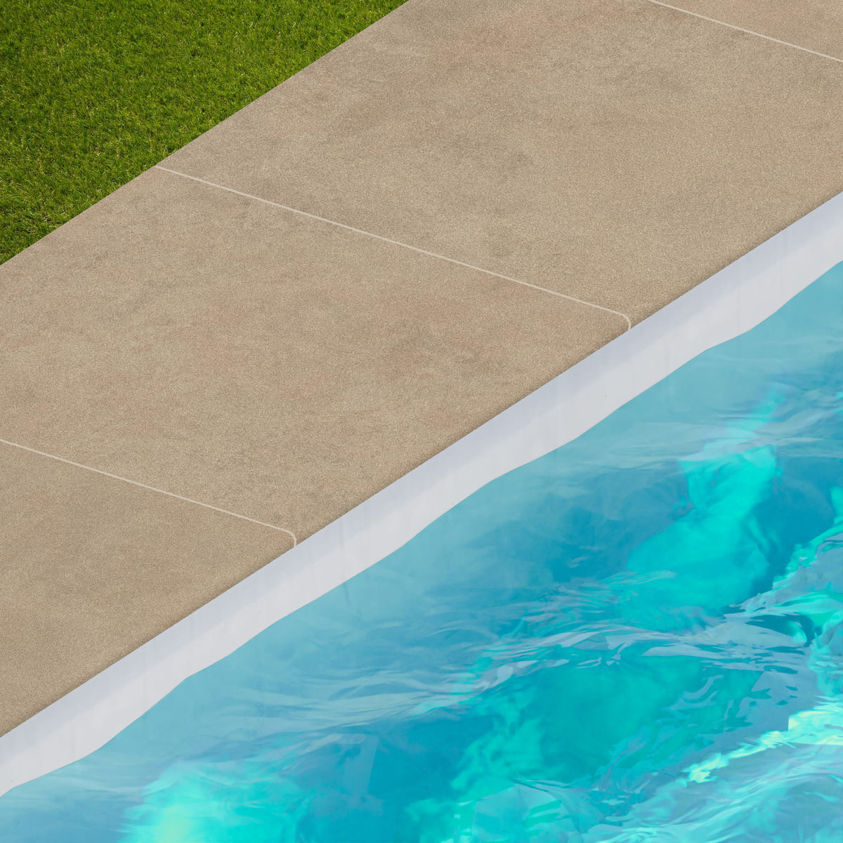 Margelle de piscine effet Béton Beige Terre 60x60x2 cm Bord 1/2 Rond Vetrano