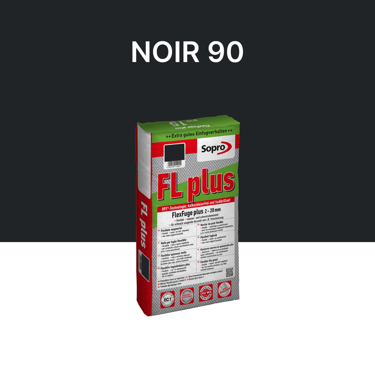 Joint carrelage intérieur et extérieur - 2 à 20 mm - Noir 90 - Sopro FL plus - 5 kg