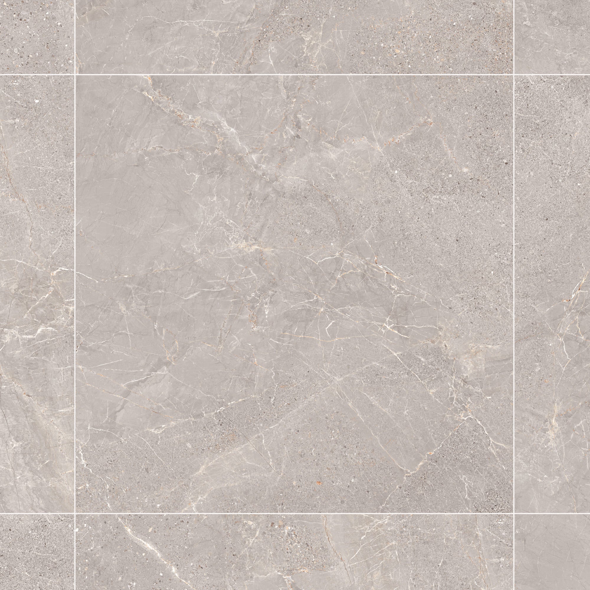 Carrelage effet Pierre Gris Silver 90x90x0,9 cm In&Out Torvane - Sol et mur intérieur et Sol extérieur