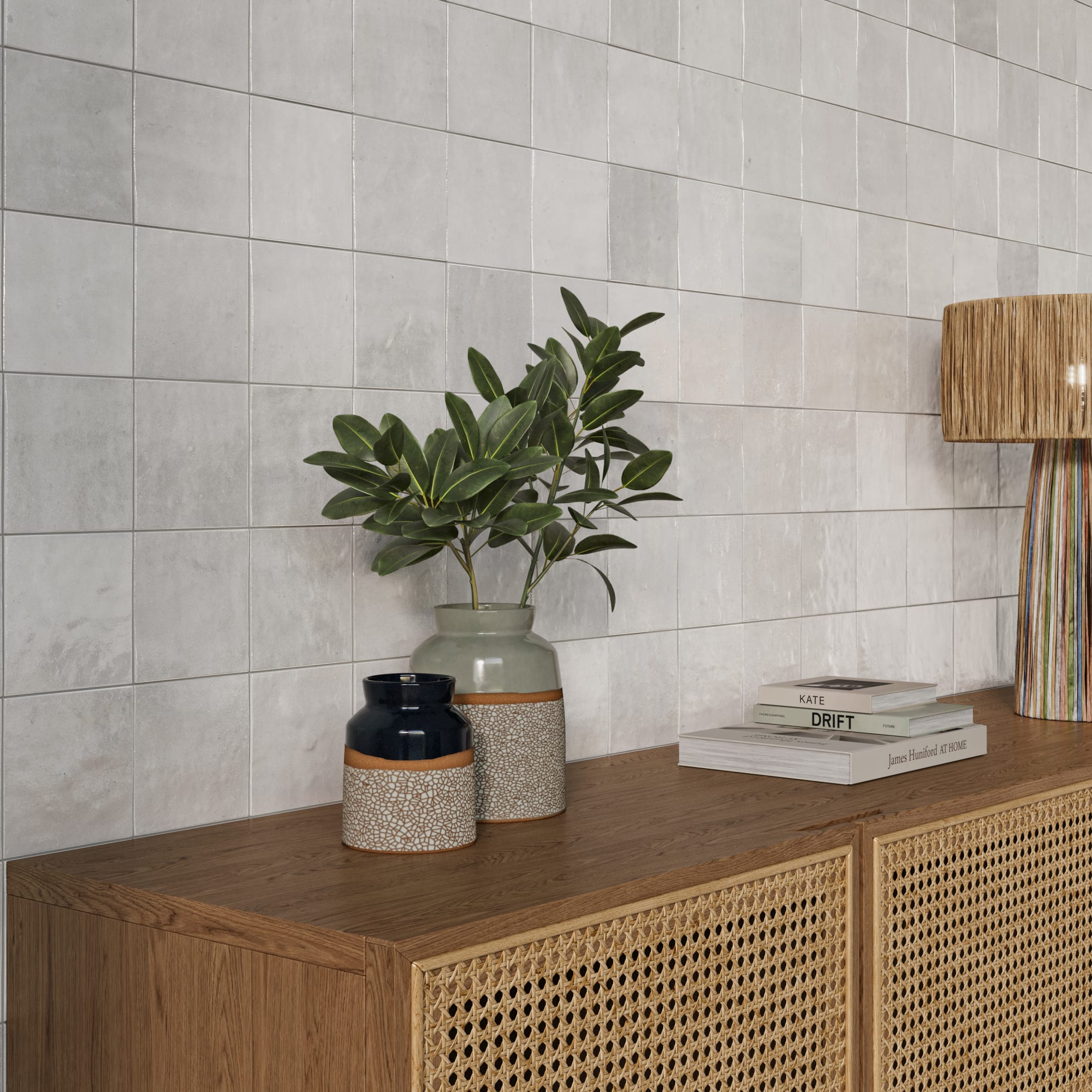 Carrelage effet Zellige Blanc 10,7x10,7x0,85 cm Samorel - Mur intérieur