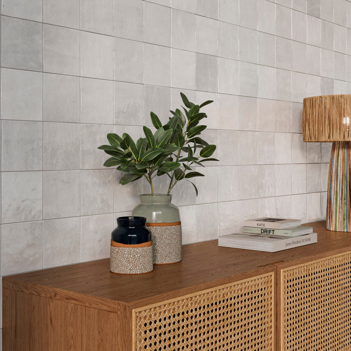 Carrelage effet Zellige Blanc 10,7x10,7x0,85 cm Samorel - Mur intérieur
