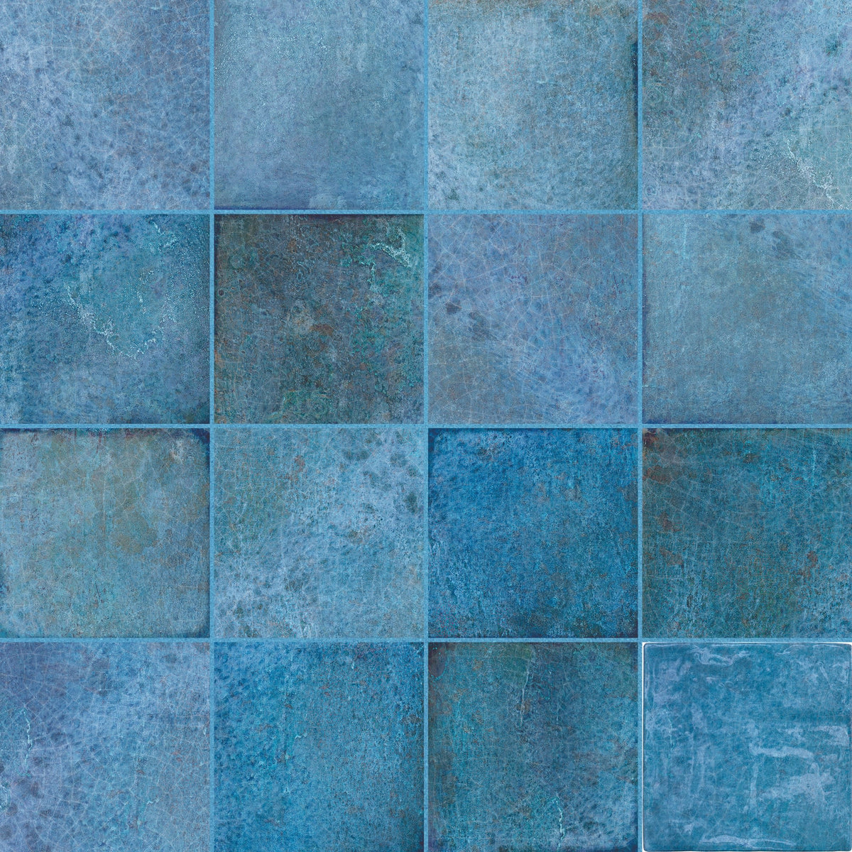 Carrelage effet Zellige Bleu Foncé 10x10x0,85 cm Caldero - Mur intérieur