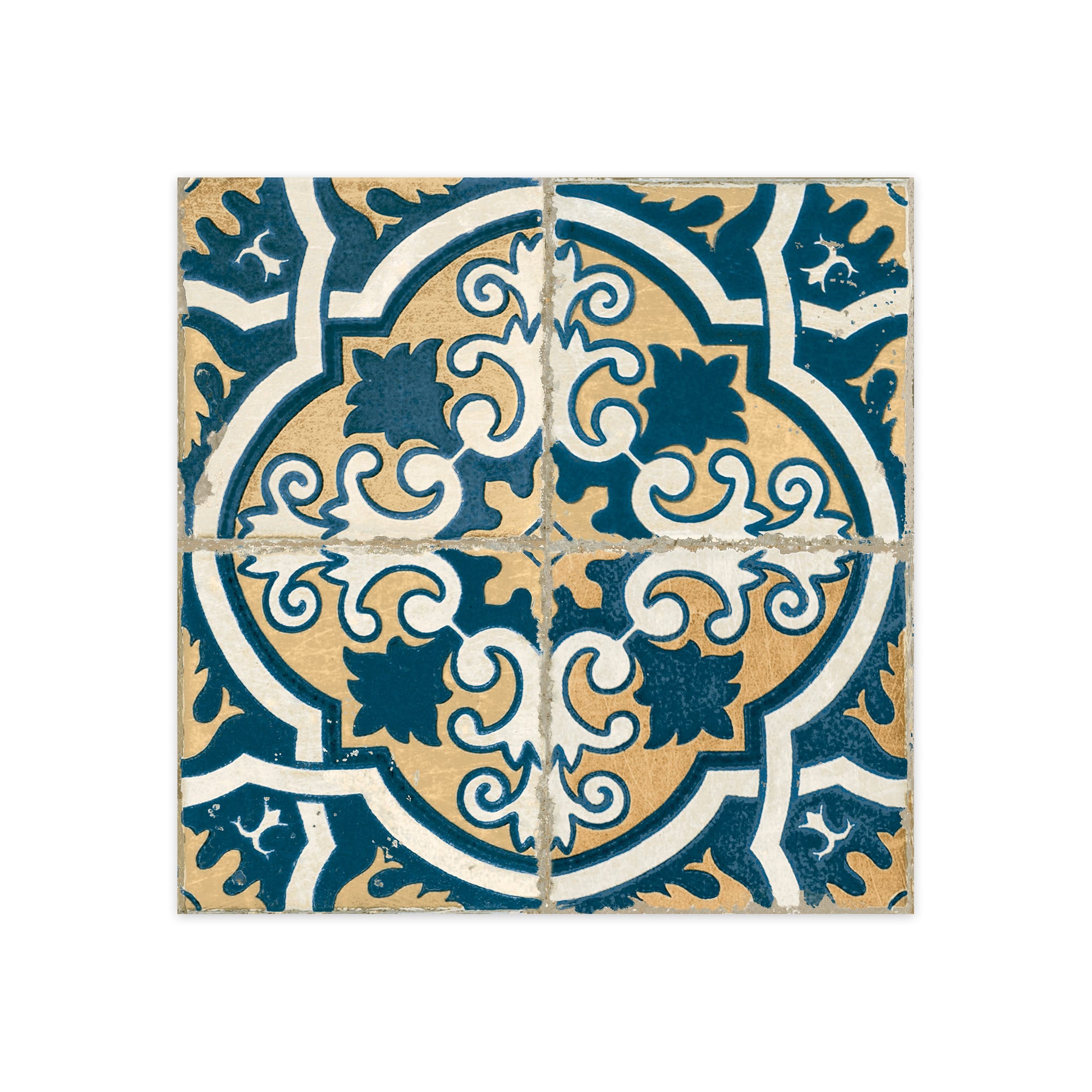 Carrelage Vintage effet Carreau ciment Bleu Ephesos 45x45x0,95 cm Azoria - Sol et mur intérieur