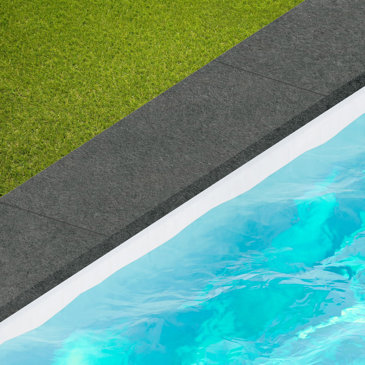 Margelle de piscine effet Pierre Quartzite Gris Carbone Cut 90x33x2 cm Bord Droit avec retombée Venturo
