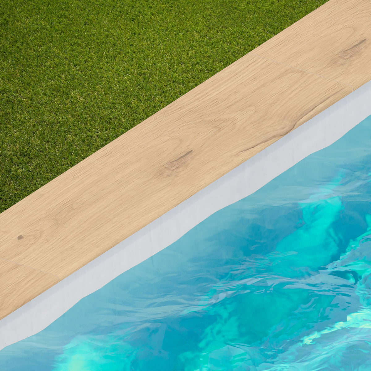 Margelle de piscine effet Bois Chêne Luce 120x30x2 cm Bord 1/2 Rond Cedrano