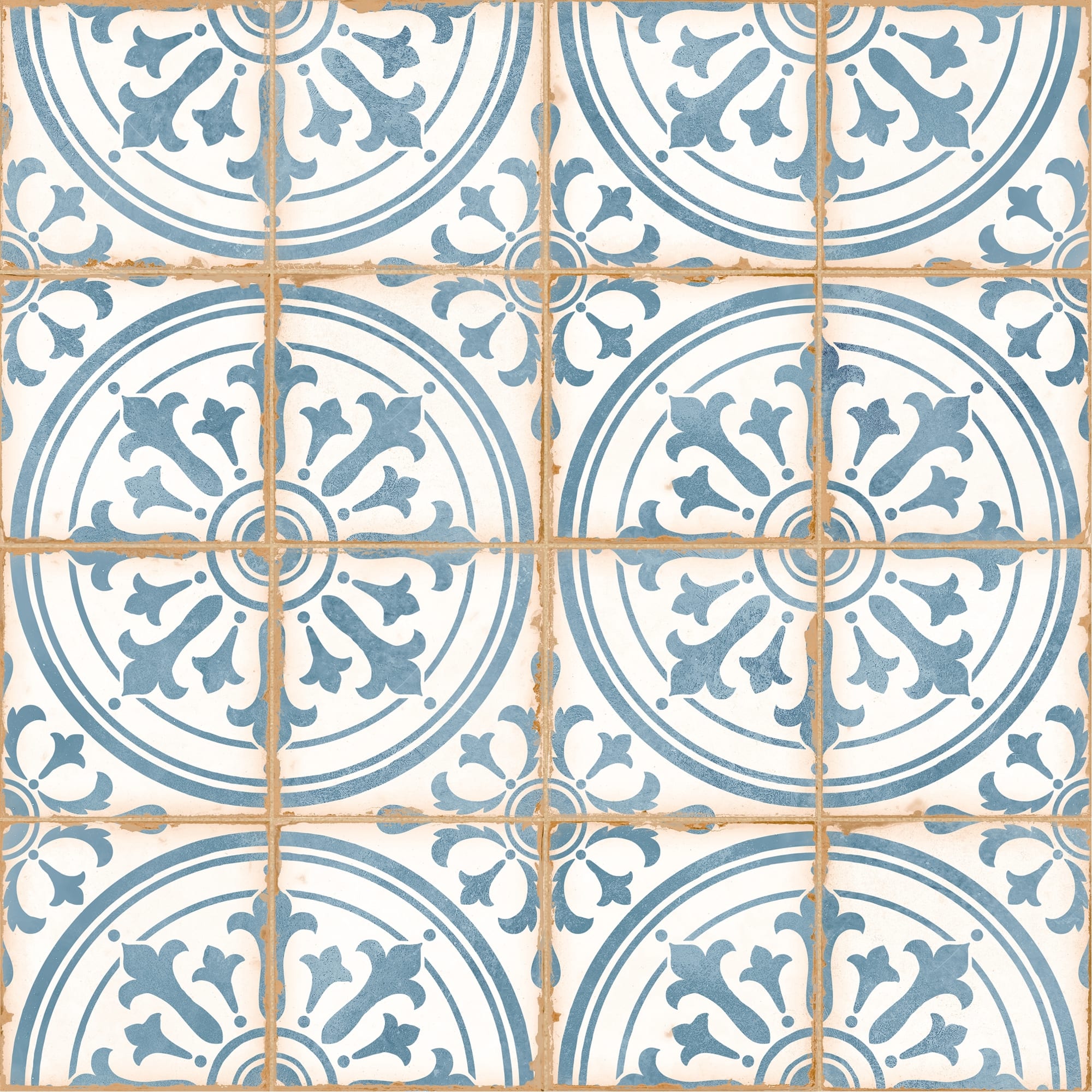 Carrelage effet Carreau ciment Narelis Bleu 12,3x12,3x0,87 cm Serano - Sol et mur intérieur