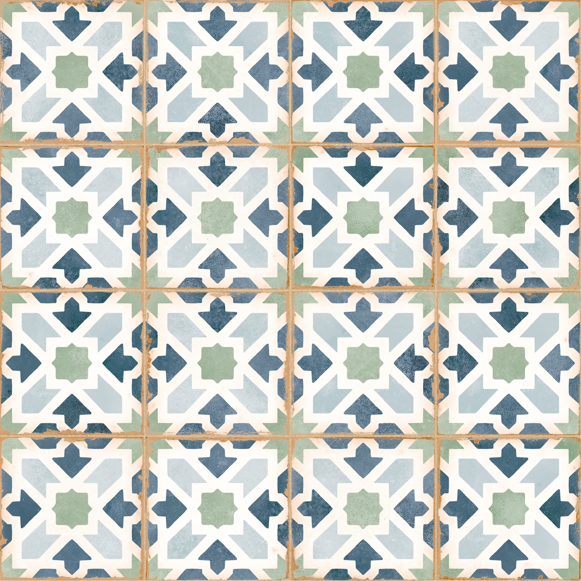 Carrelage effet Carreau ciment Alzari Bleu 12,4x12,4x0,8 cm Serano - Sol et mur intérieur