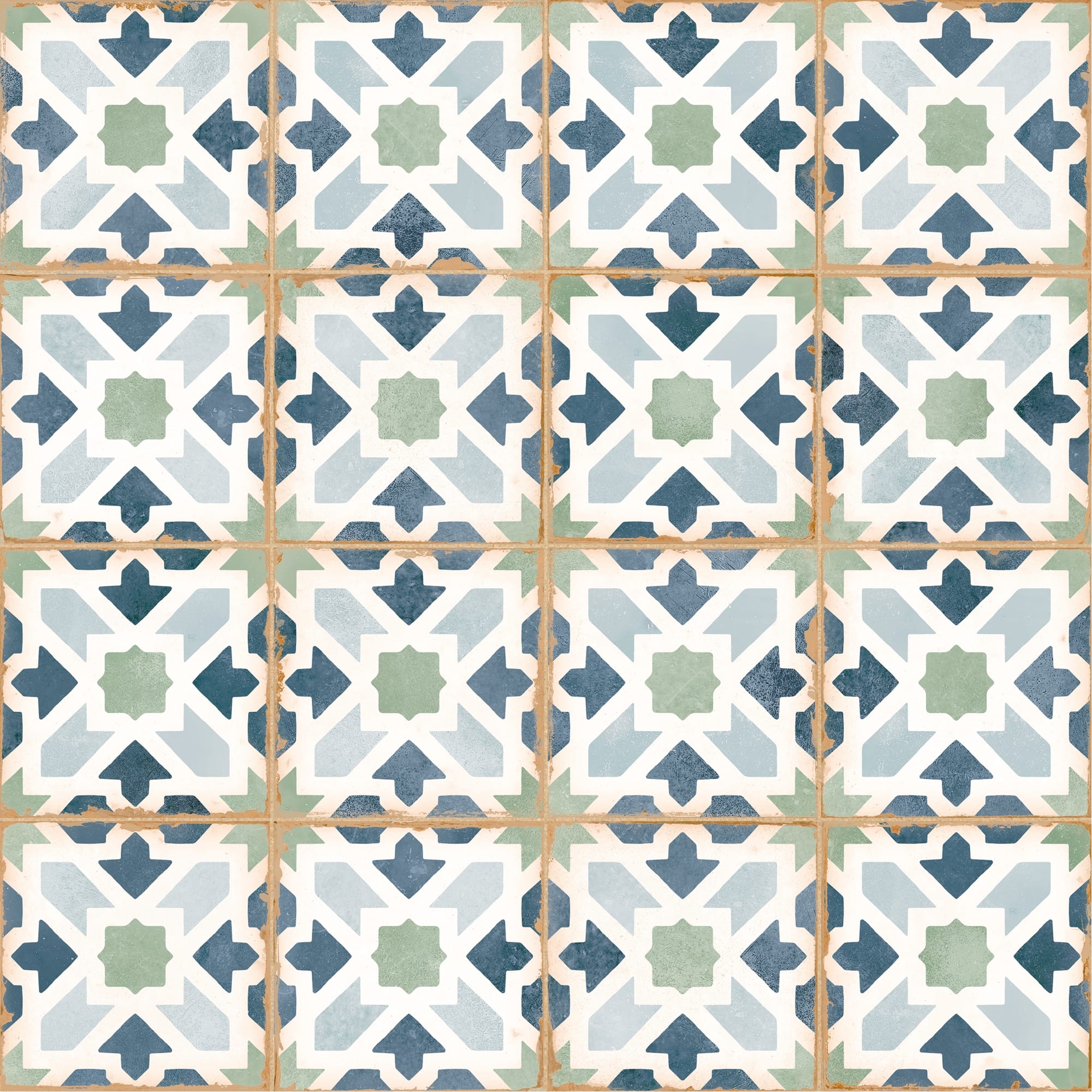 Carrelage effet Carreau ciment Alzari Bleu 12,4x12,4x0,8 cm Serano - Sol et mur intérieur