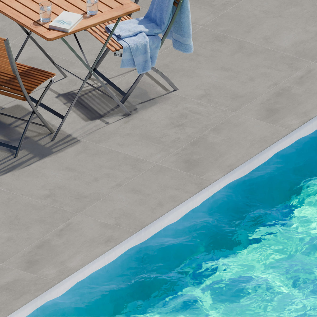 Margelle de piscine effet Béton Gris Cendré 80x40x2 cm Bord 1/2 Rond Gravino