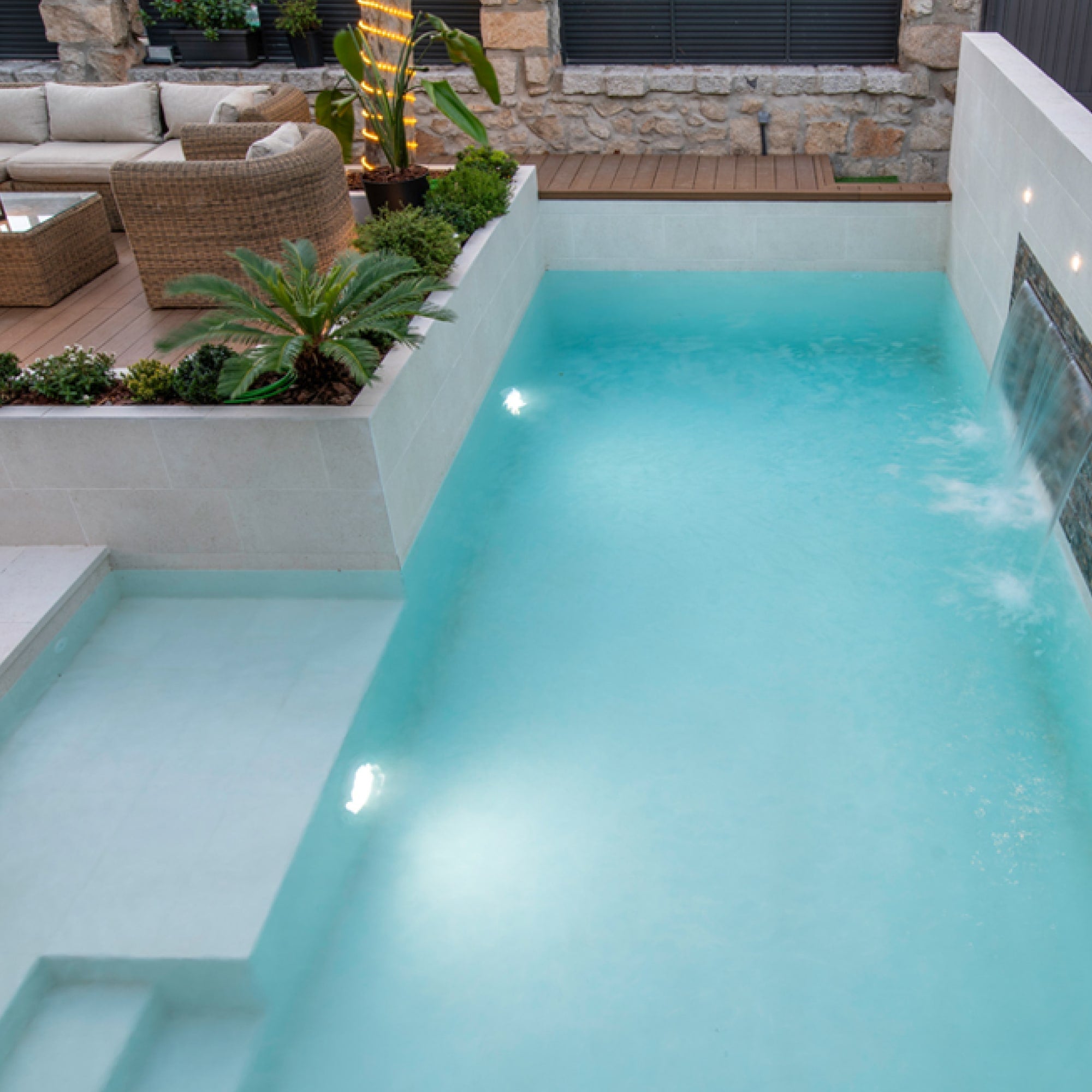 Carrelage Piscine effet Pierre Blanc 62,6x31x0,9 cm Santorin