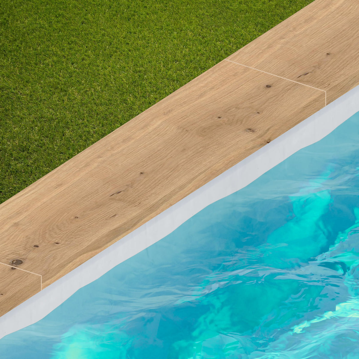 Margelle de piscine effet Bois Chêne Rovere 120x30x2 cm Bord Droit avec retombée Cedrano