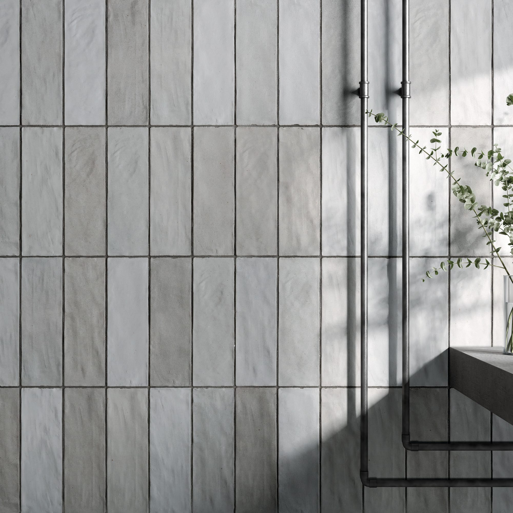 Carrelage effet Zellige Gris 20x6,5x0,85 cm Mat Serinor - Mur intérieur