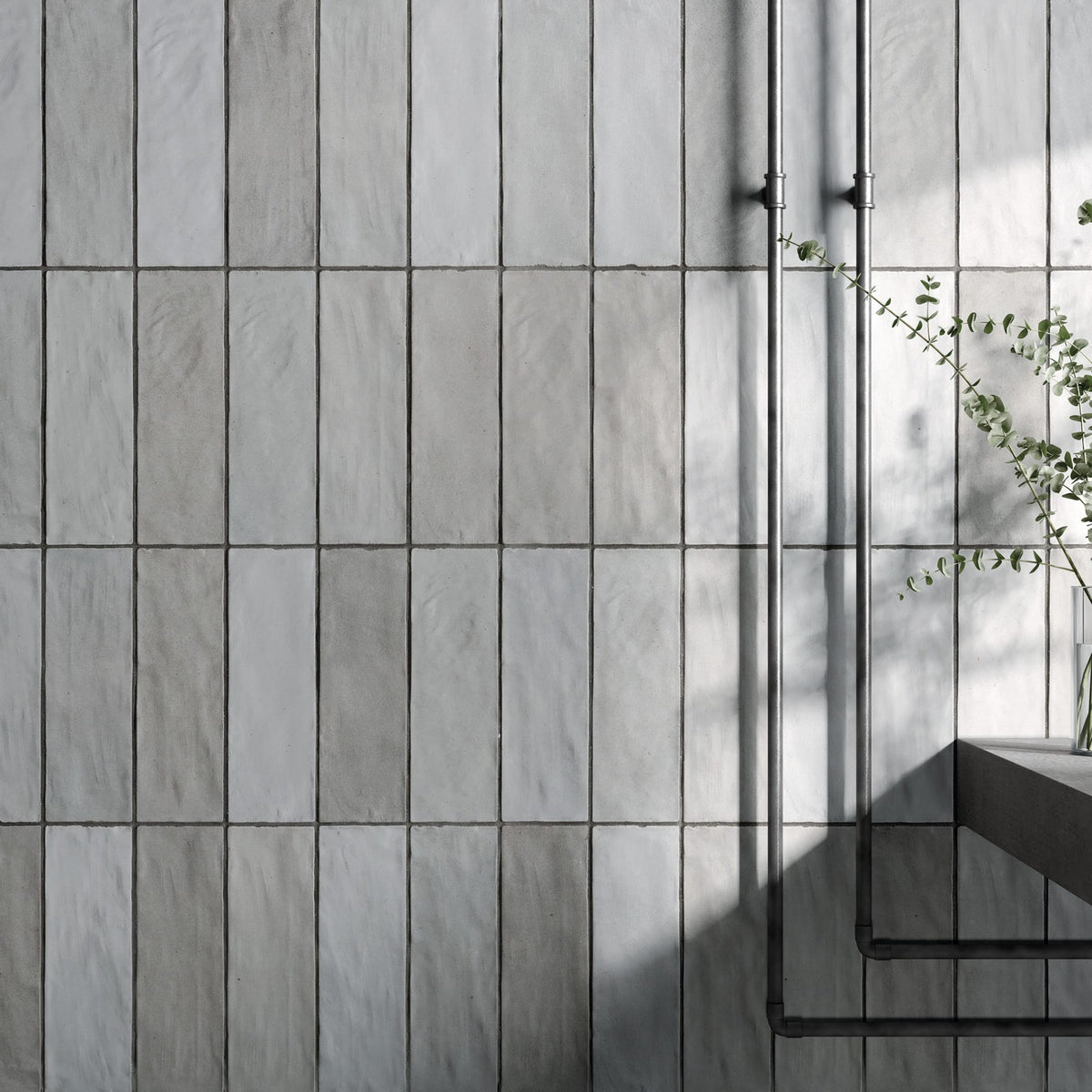 Carrelage effet Zellige Gris 20x6,5x0,85 cm Mat Serinor - Mur intérieur