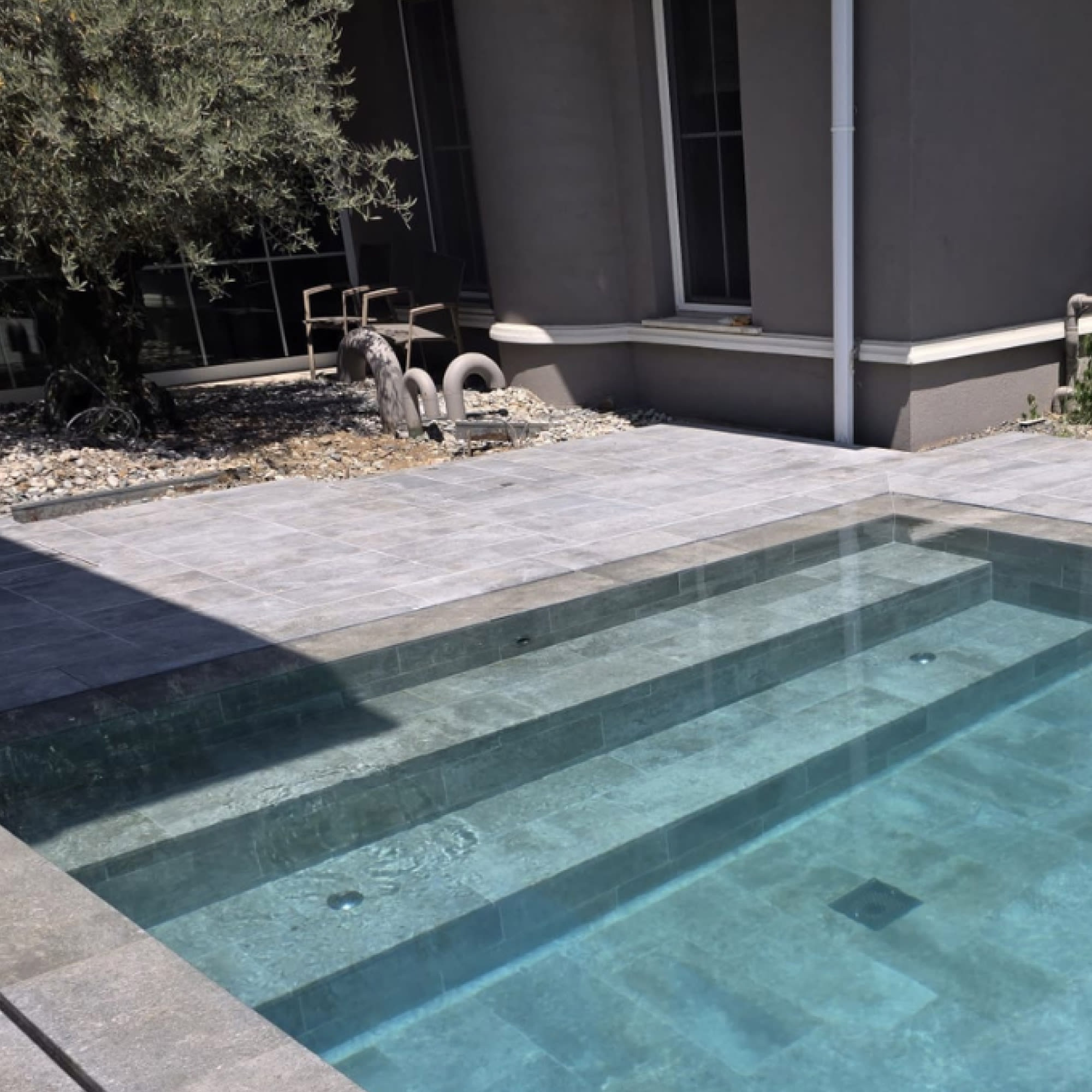 Carrelage Piscine effet Pierre Gris Bleu 62,6x31x0,9 cm Amalfi