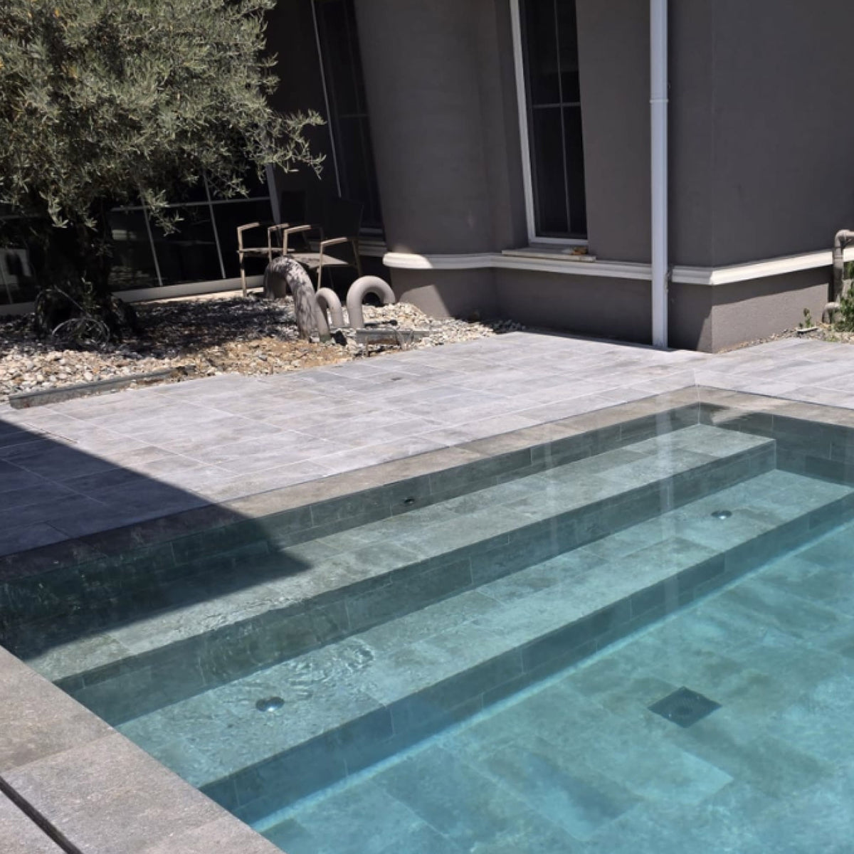 Carrelage Piscine effet Pierre Gris Bleu 62,6x31x0,9 cm Amalfi