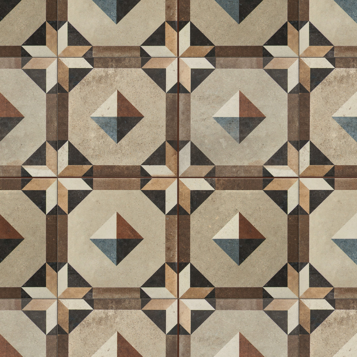 Carrelage Vintage effet Carreau ciment Multicolore Sidon 33x33x0,95 cm Trevora - Sol et mur intérieur