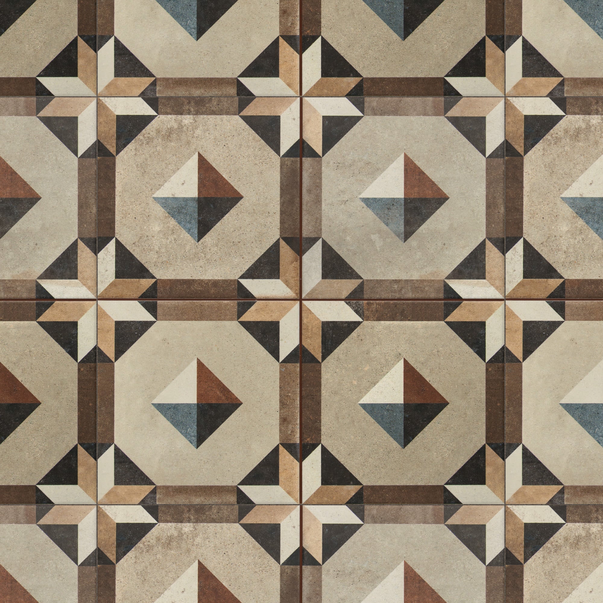 Carrelage Vintage effet Carreau ciment Multicolore Sidon 33x33x0,95 cm Trevora - Sol et mur intérieur