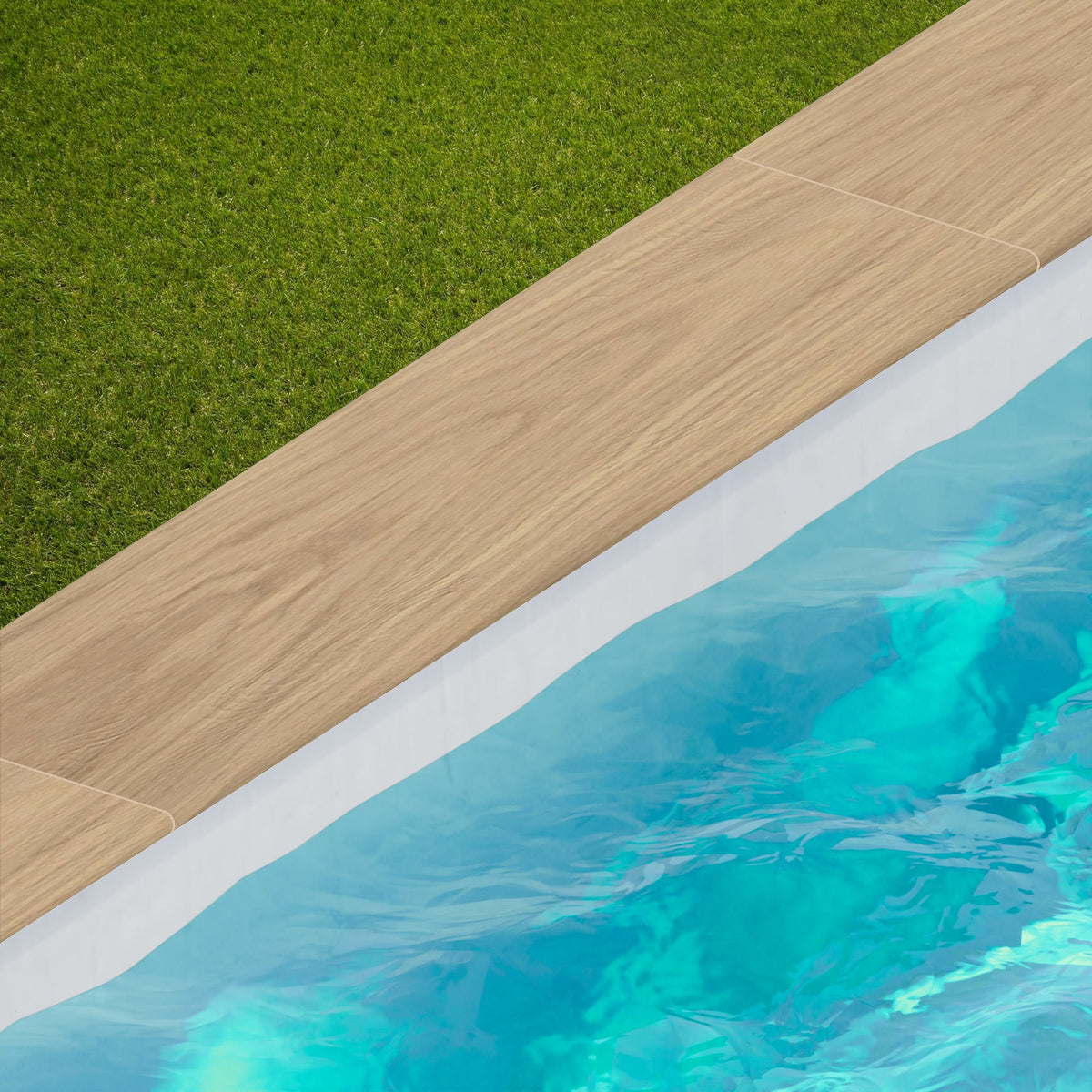 Margelle de piscine effet Bois Chêne Perla 120x30x2 cm Bord 1/2 Rond Cedrano