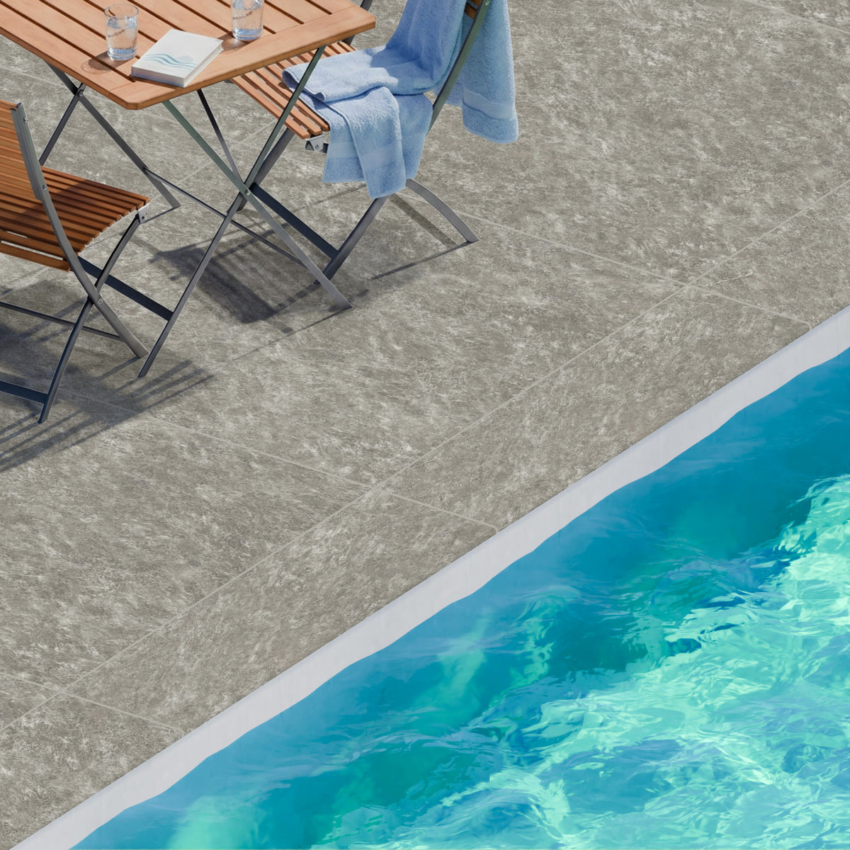 Margelle de piscine effet Marbre Gris Impérial 120x33x2 cm Bord 1/2 Rond Orsiano