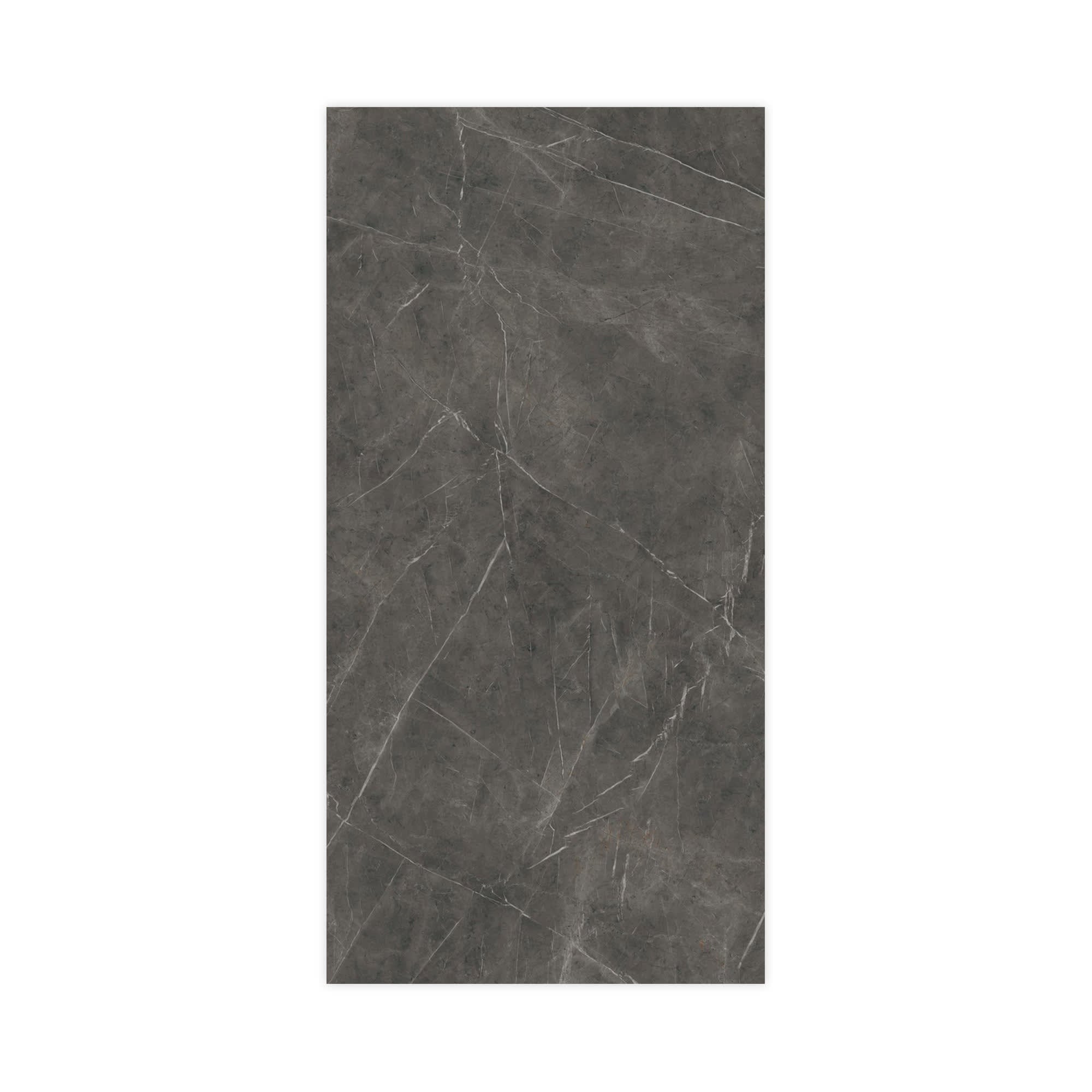 Carrelage effet Marbre Gris Ombre 240x120x0,9 cm Brillant Clarenza - Mur intérieur