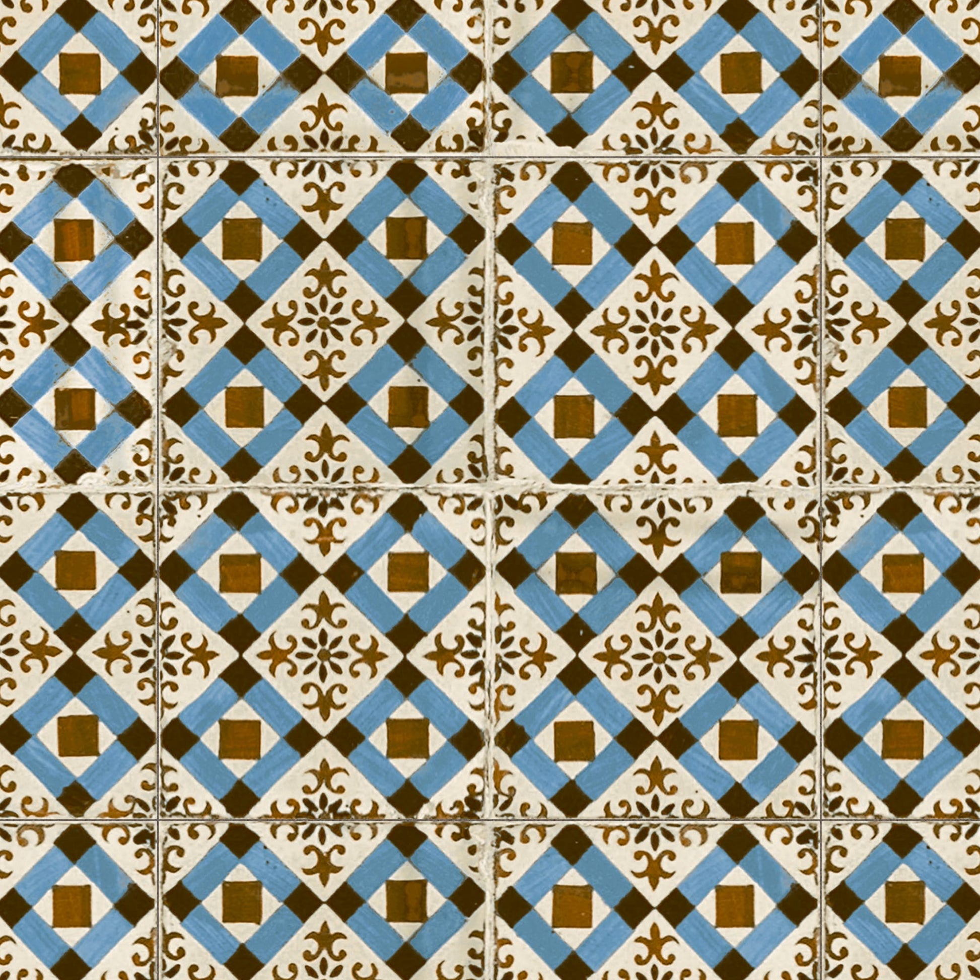 Carrelage Vintage effet Carreau ciment Bleu Knossos 45x45x0,95 cm Azoria - Sol et mur intérieur