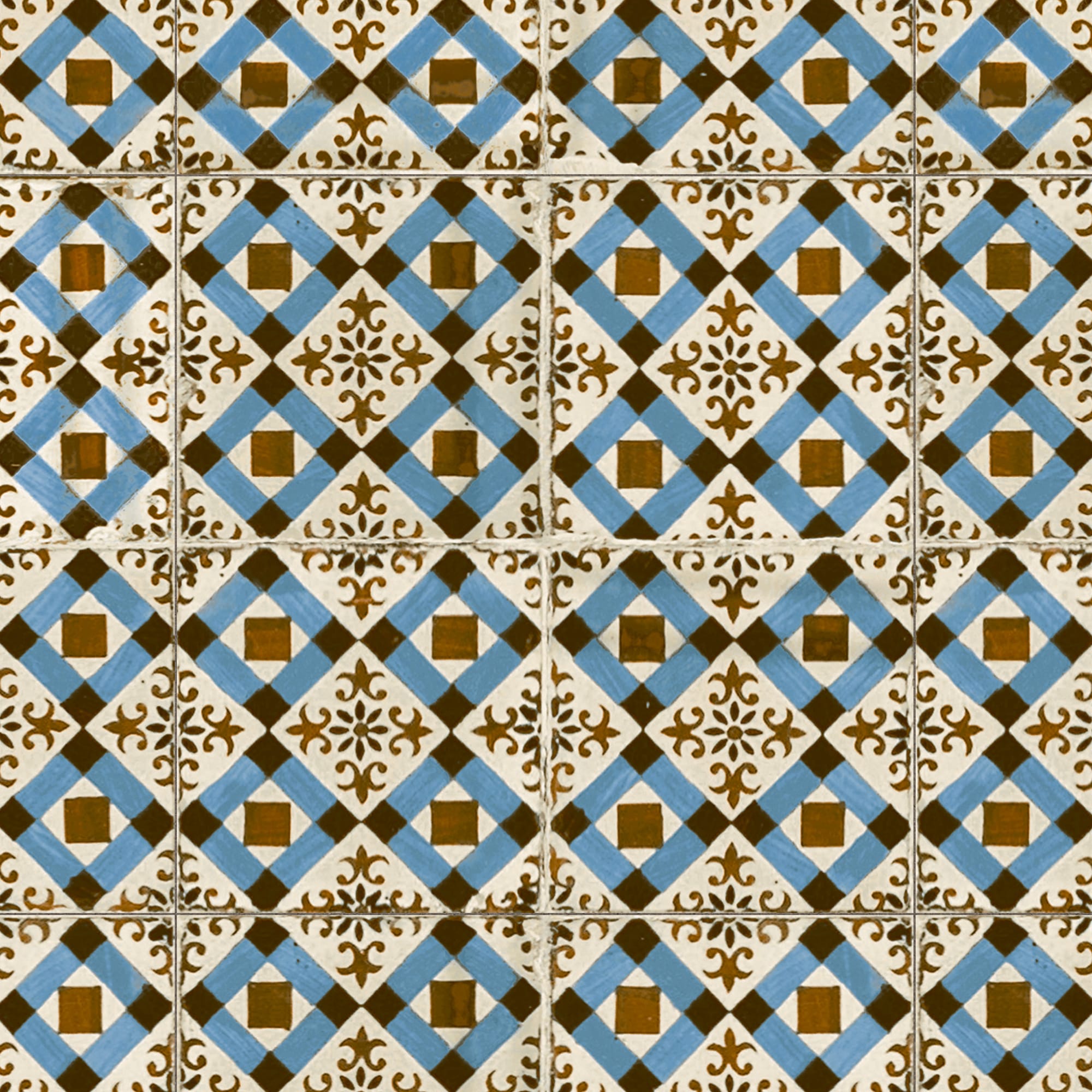 Carrelage Vintage effet Carreau ciment Bleu Knossos 45x45x0,95 cm Azoria - Sol et mur intérieur