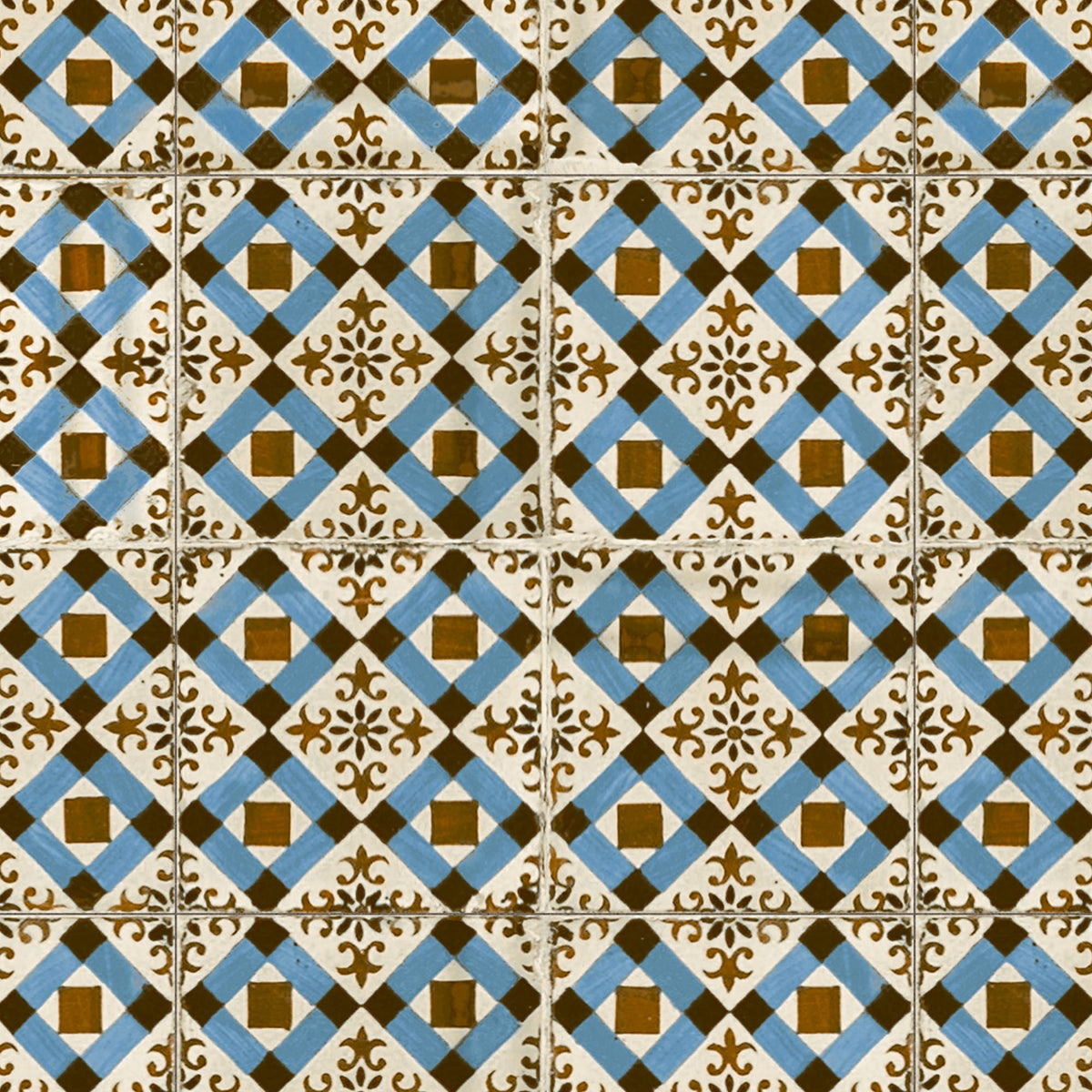 Carrelage Vintage effet Carreau ciment Bleu Knossos 45x45x0,95 cm Azoria - Sol et mur intérieur