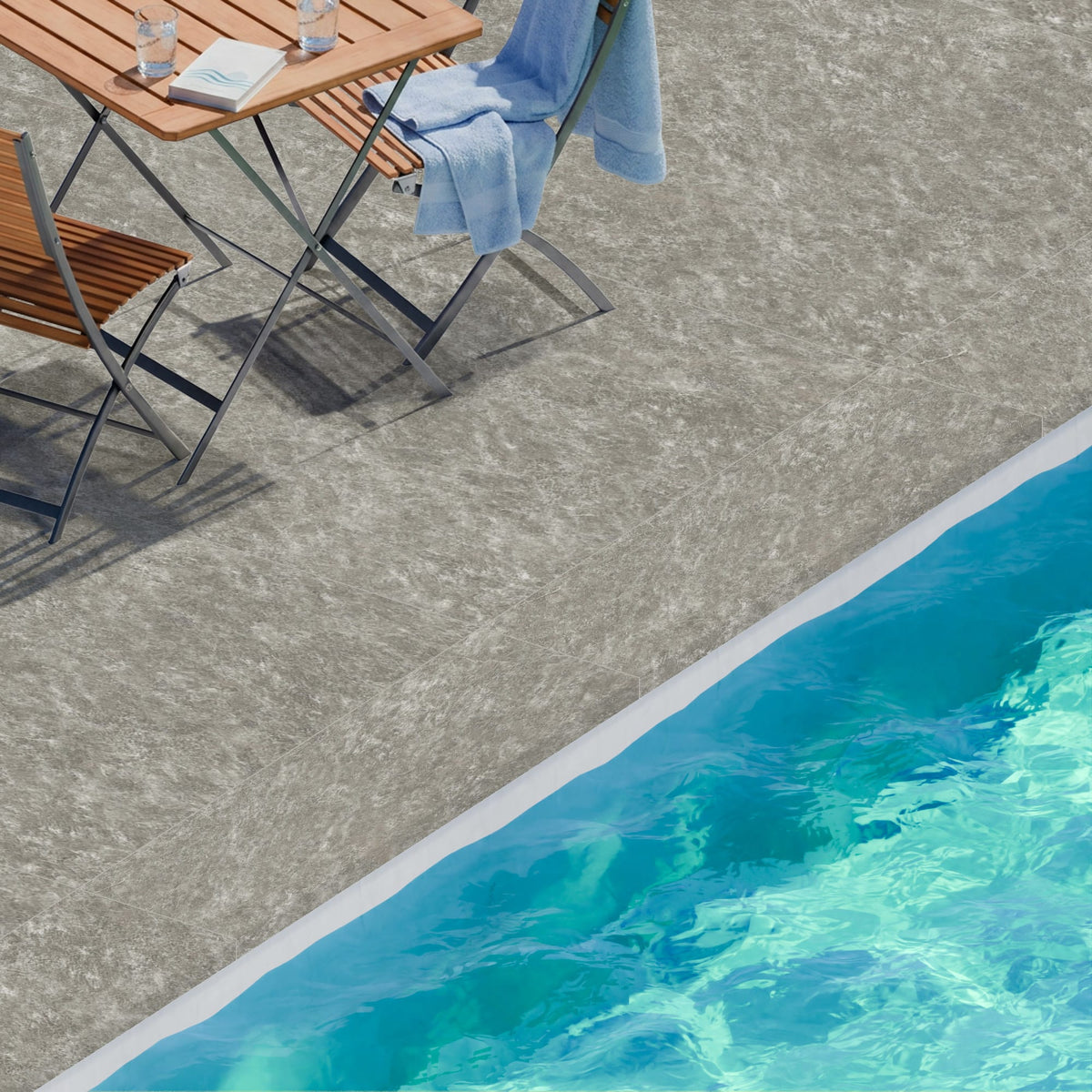 Margelle de piscine effet Marbre Gris Impérial 120x33x2 cm Bord Droit avec retombée Orsiano