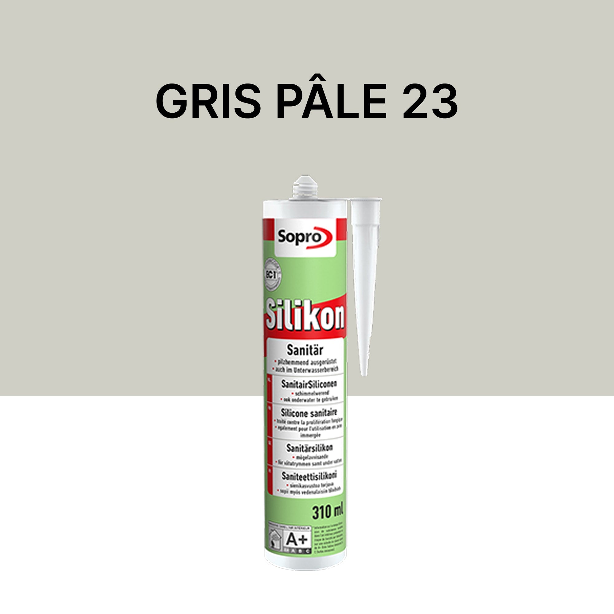 Mastic silicone spécial piscine - Gris pâle 23 - 310 ml