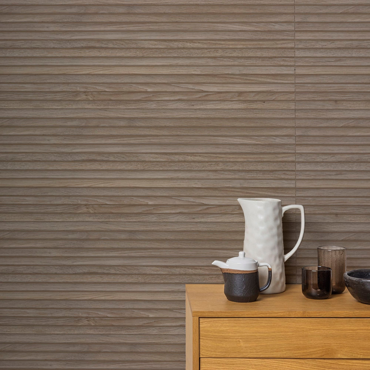 Carrelage effet Bois 3D Chêne Naturel Curve 100x33,3x0,98 cm Valdoro - Mur intérieur