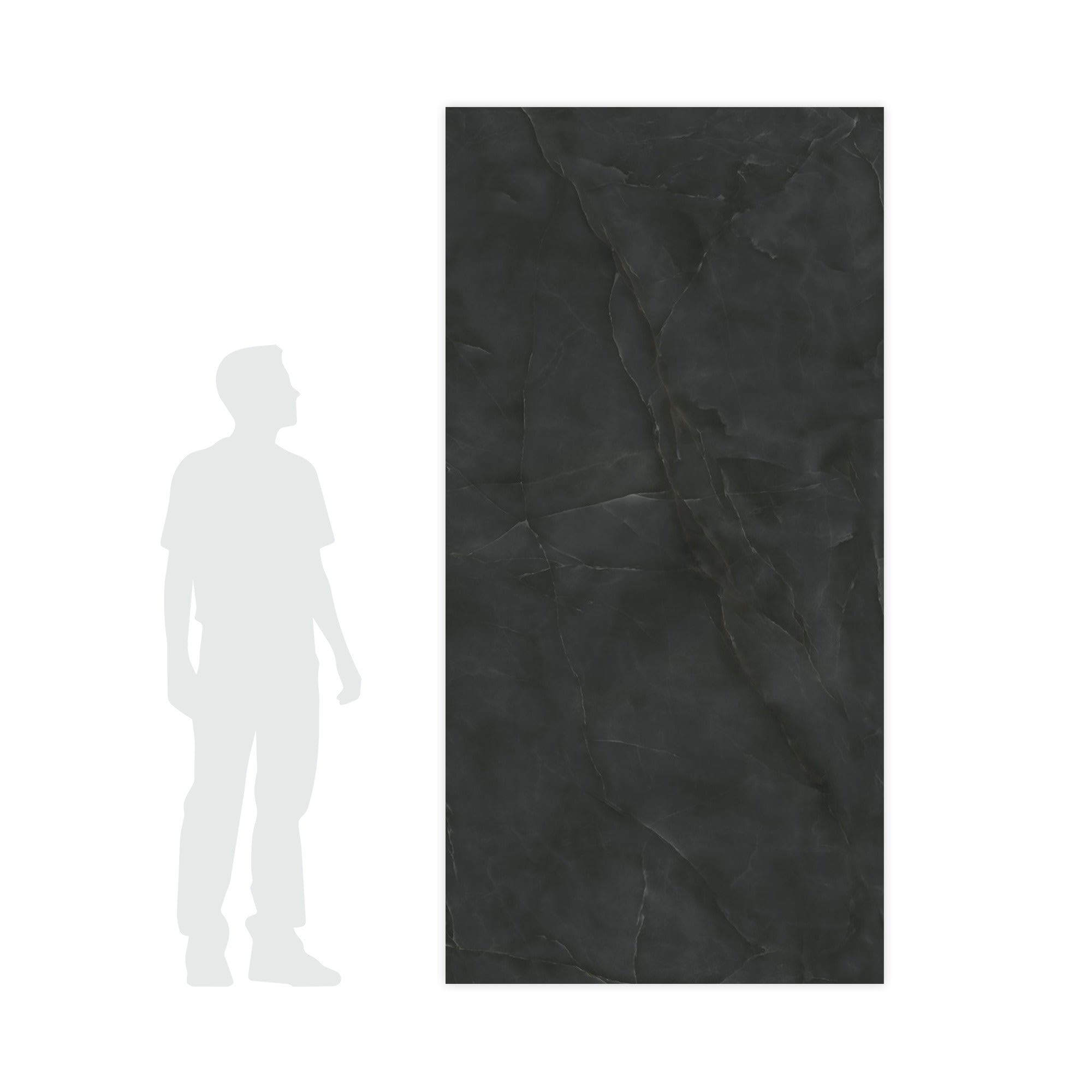 Carrelage effet Onyx Noir Obsidienne 240x120x0,9 cm Brillant Nerolio - Mur intérieur