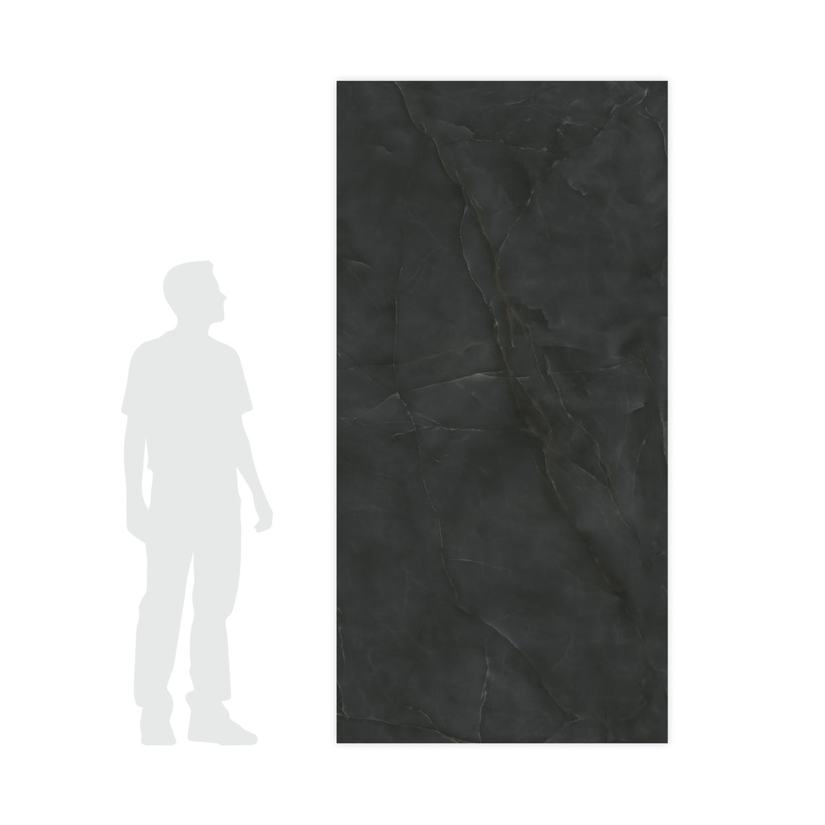 Carrelage effet Onyx Noir Obsidienne 240x120x0,9 cm Brillant Nerolio - Mur intérieur