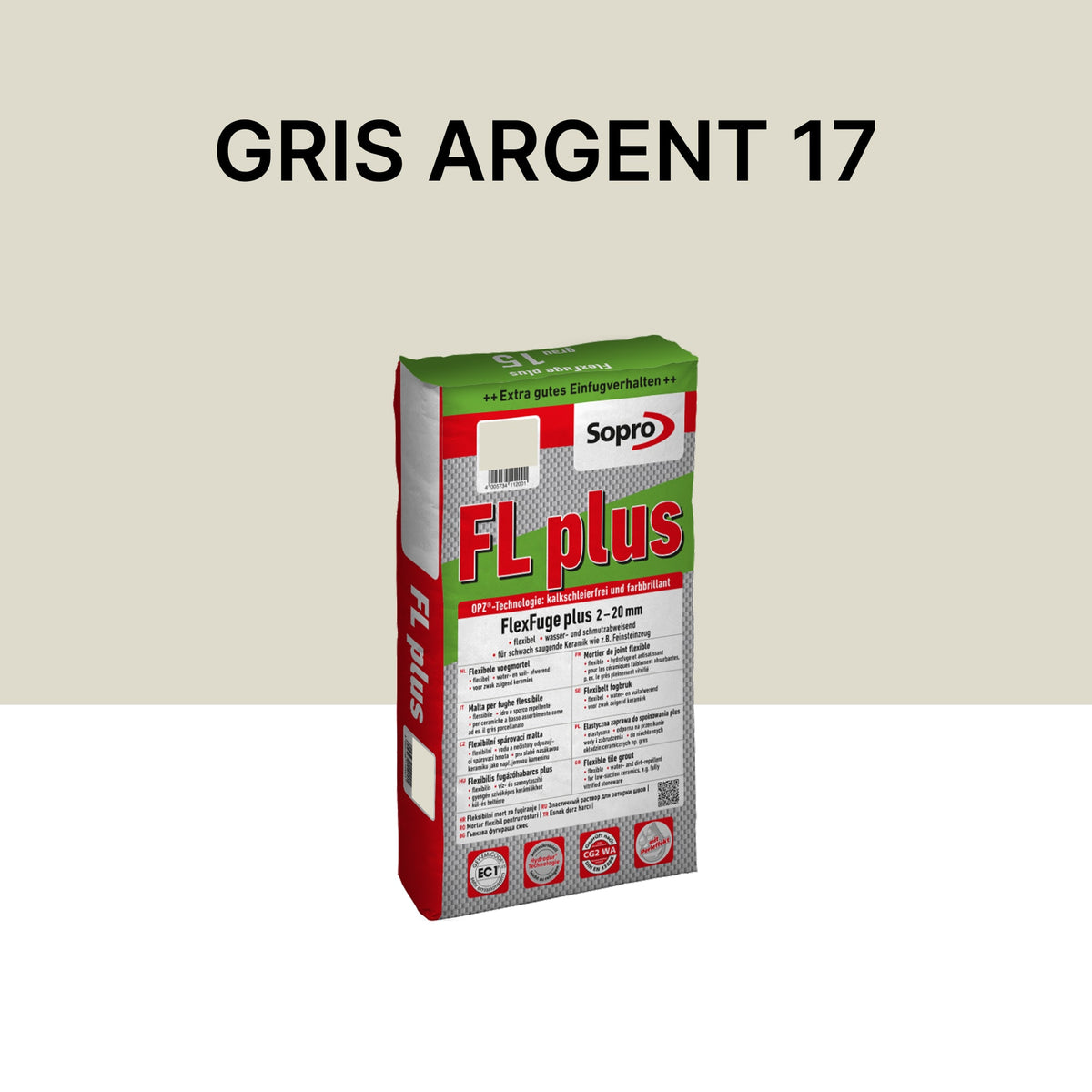Joint carrelage intérieur et extérieur - 2 à 20 mm - Gris argent 17 - Sopro FL plus - 5 kg