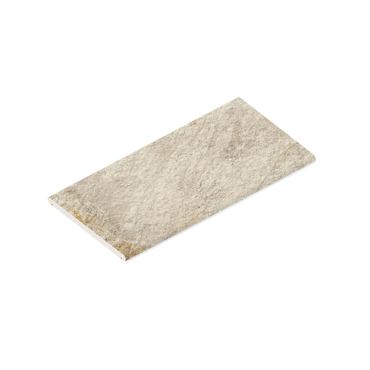 Couvertine effet Pierre Quartzite Gris Beige 60x30x2 cm Bord 1/2 Rond Double Larmier Salvero
