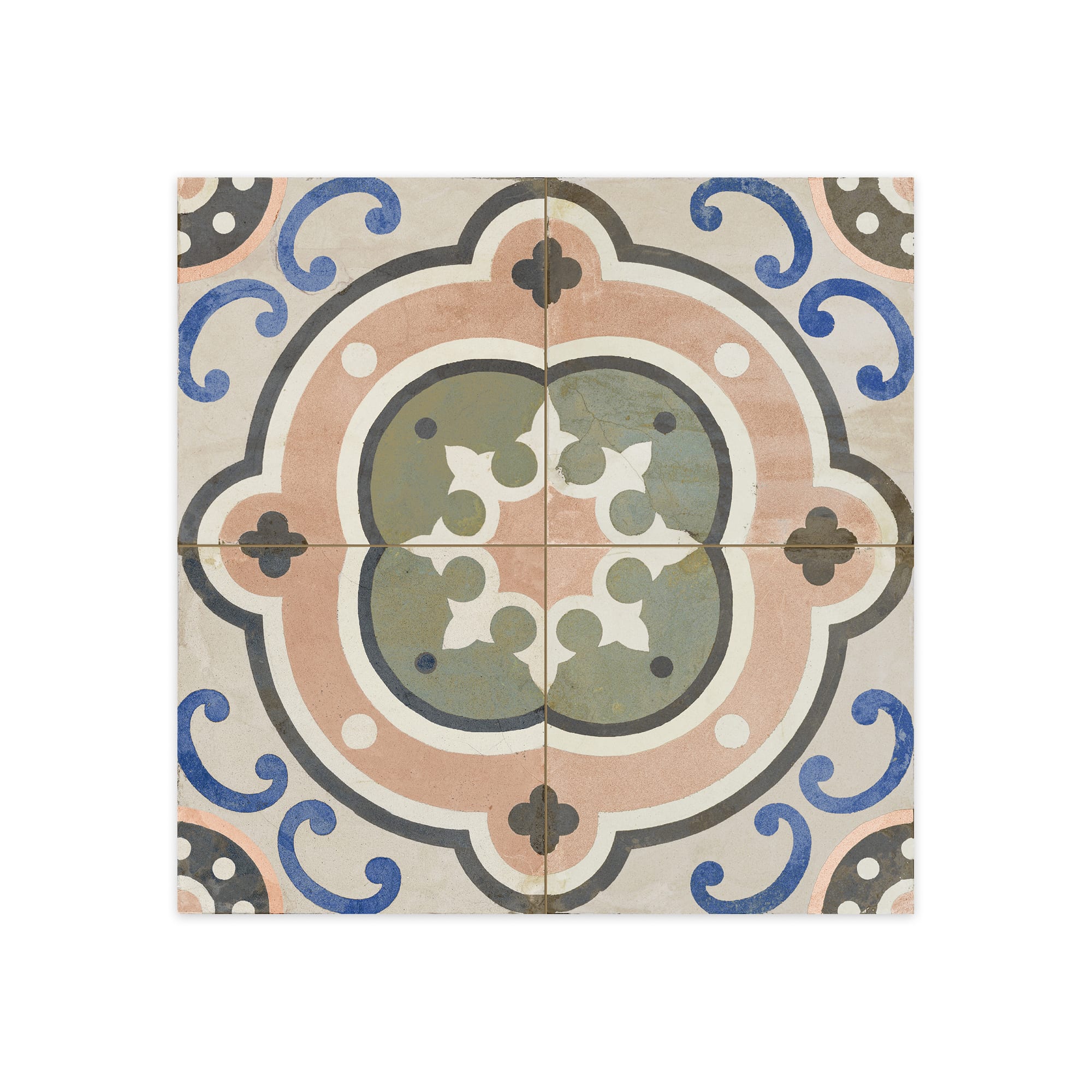 Carrelage Vintage effet Carreau ciment Multicolore Gades 45x45x0,95 cm Florava - Sol et mur intérieur