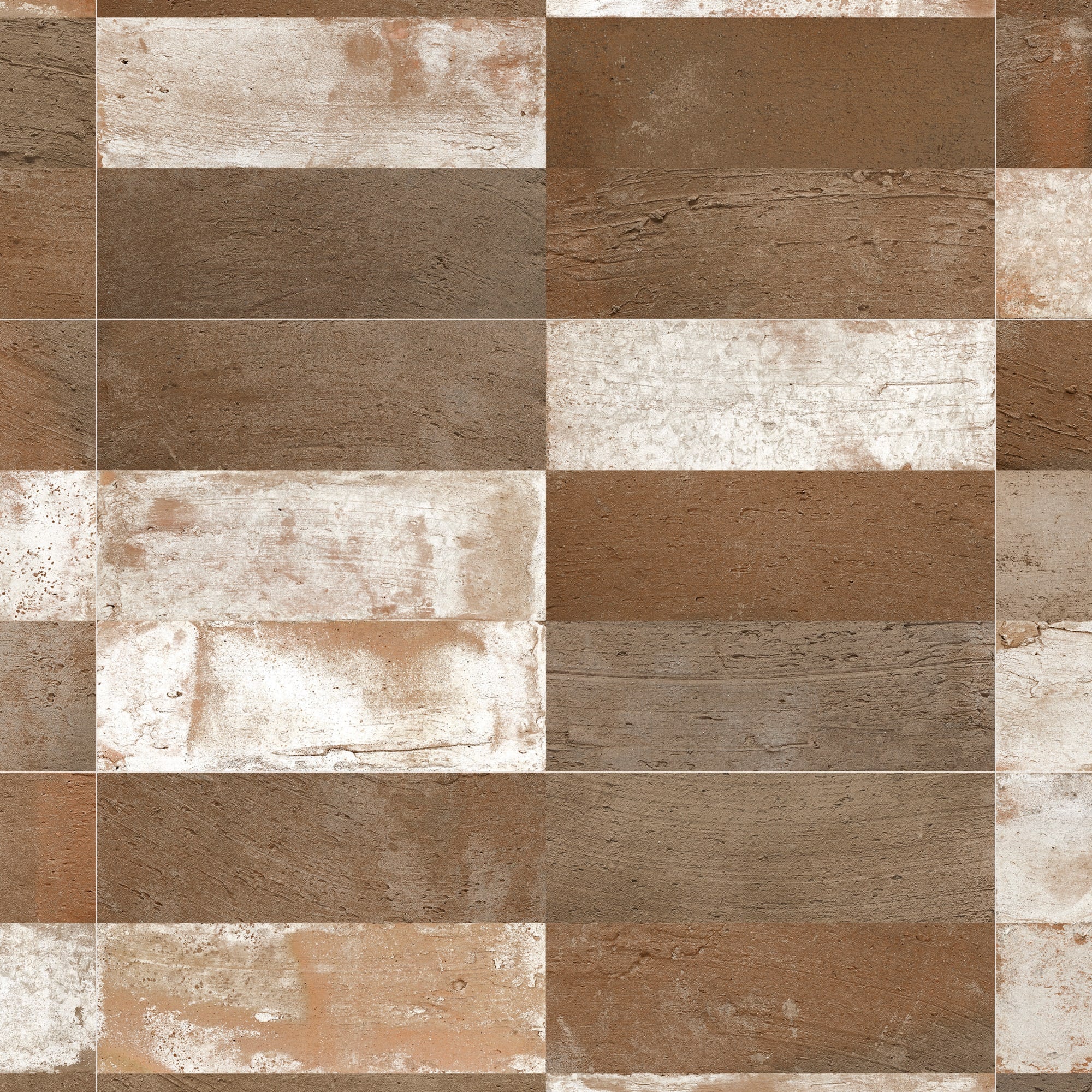 Carrelage Vintage effet Terre cuite Marron 40x20x1,03 cm Terramo - Mur intérieur
