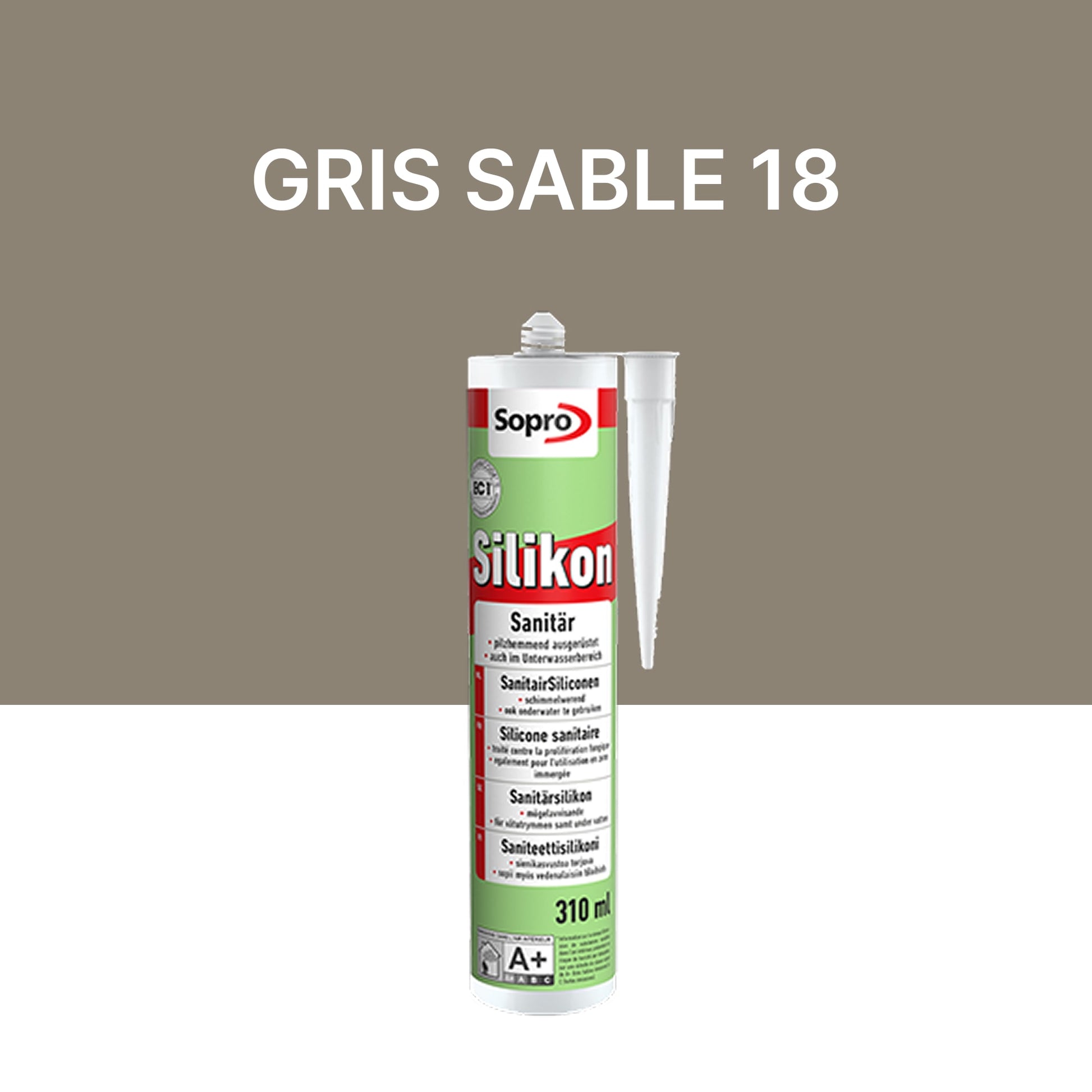 Mastic silicone spécial piscine - Gris sable 18 - 310 ml