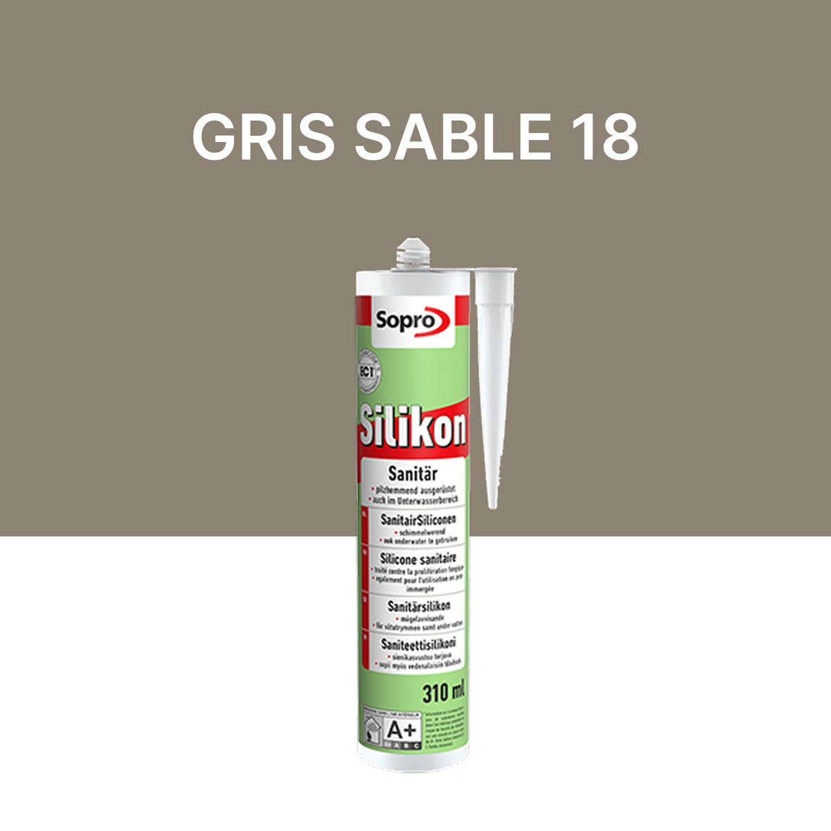 Mastic silicone spécial piscine - Gris sable 18 - 310 ml