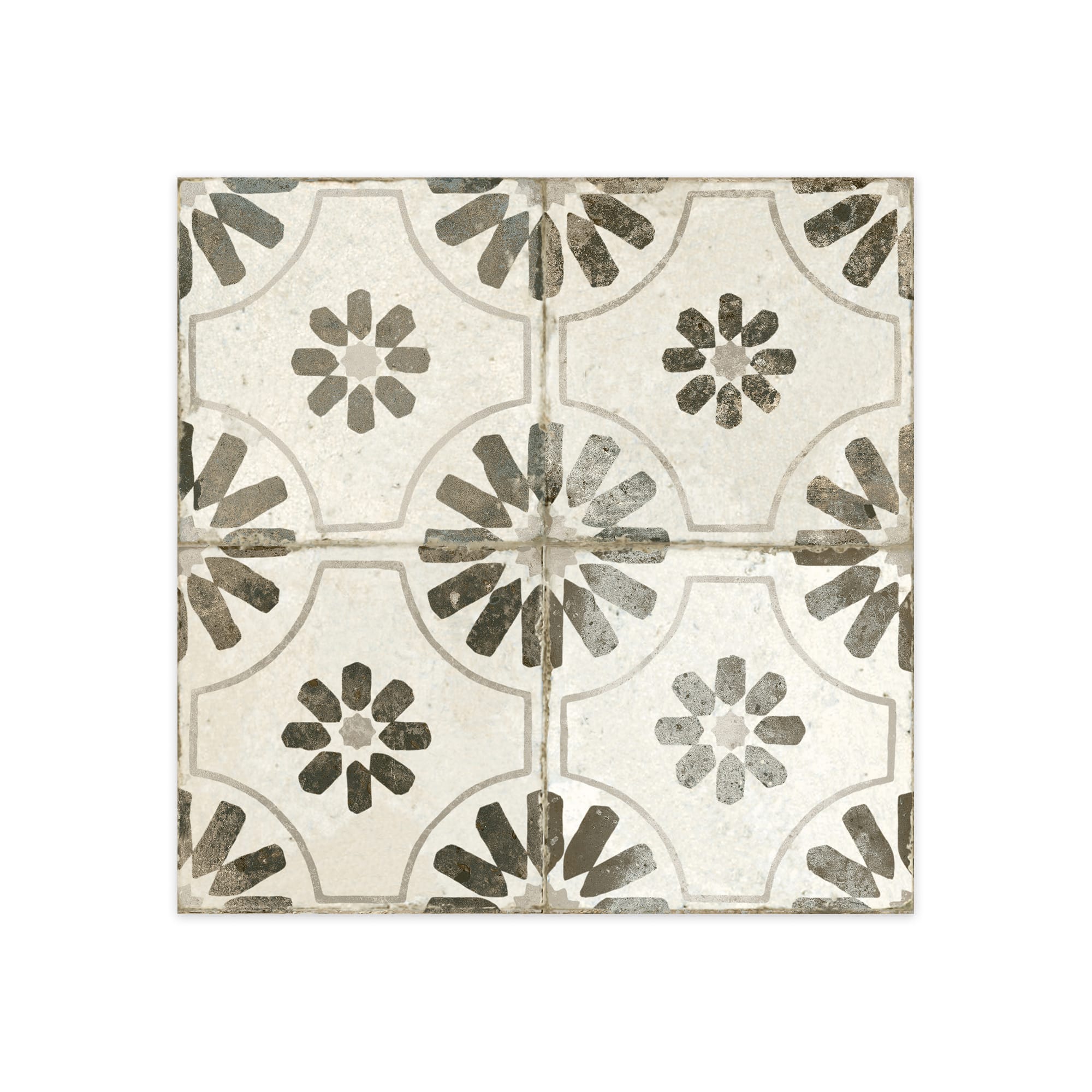 Carrelage Vintage effet Carreau ciment Noir 45x45x0,95 cm Selvara - Sol et mur intérieur