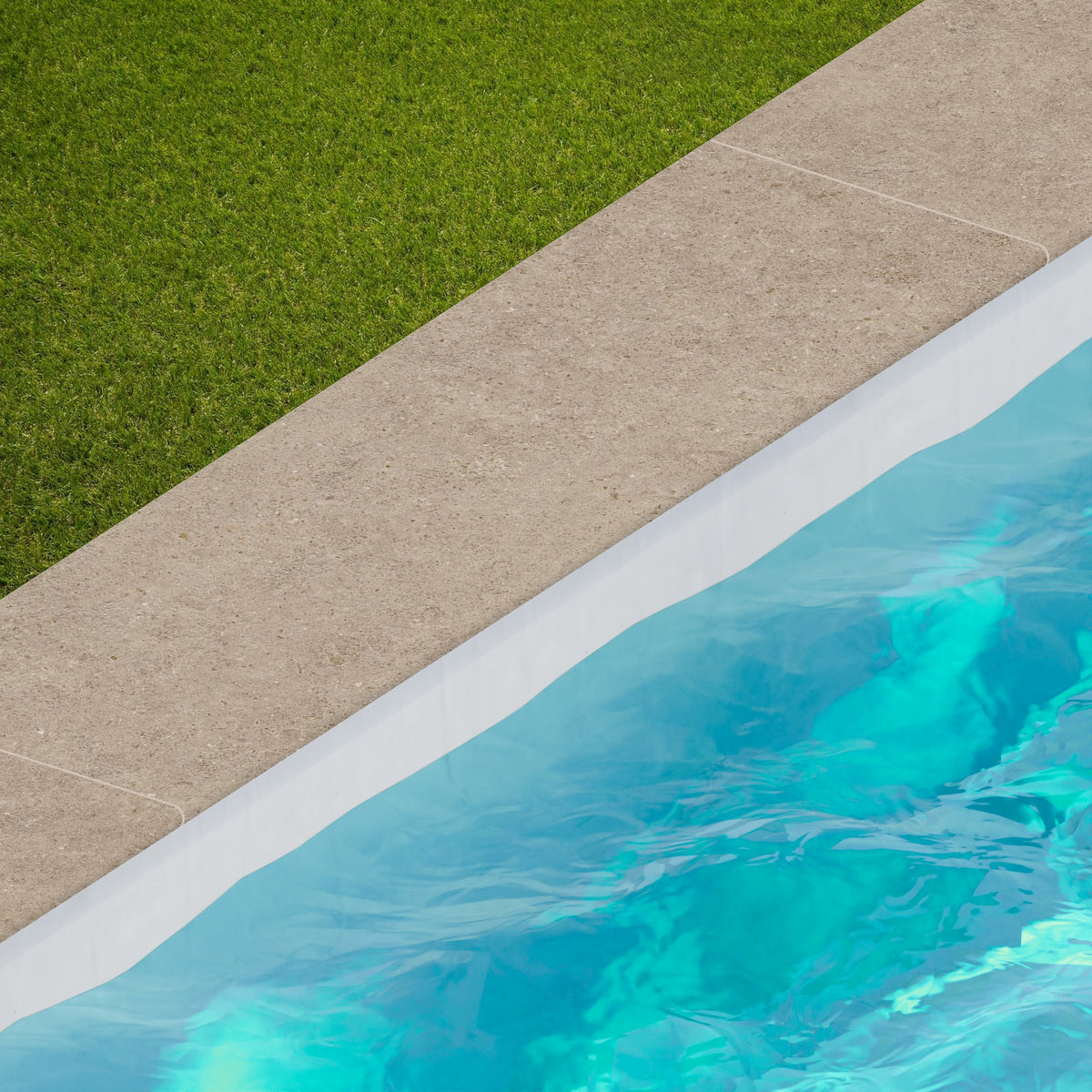 Margelle de piscine effet Pierre Calcaire Grège 120x33x2 cm Bord 1/2 Rond Domella
