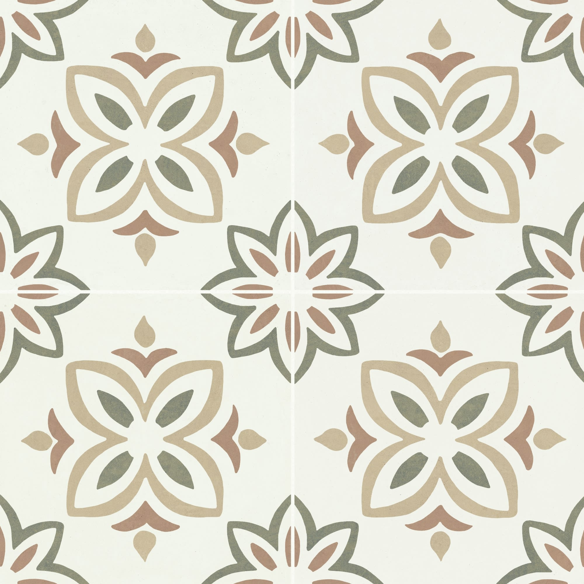 Carrelage effet Carreau ciment Avelora Vert 22,3x22,3x0,9 cm Proviel - Sol et mur intérieur