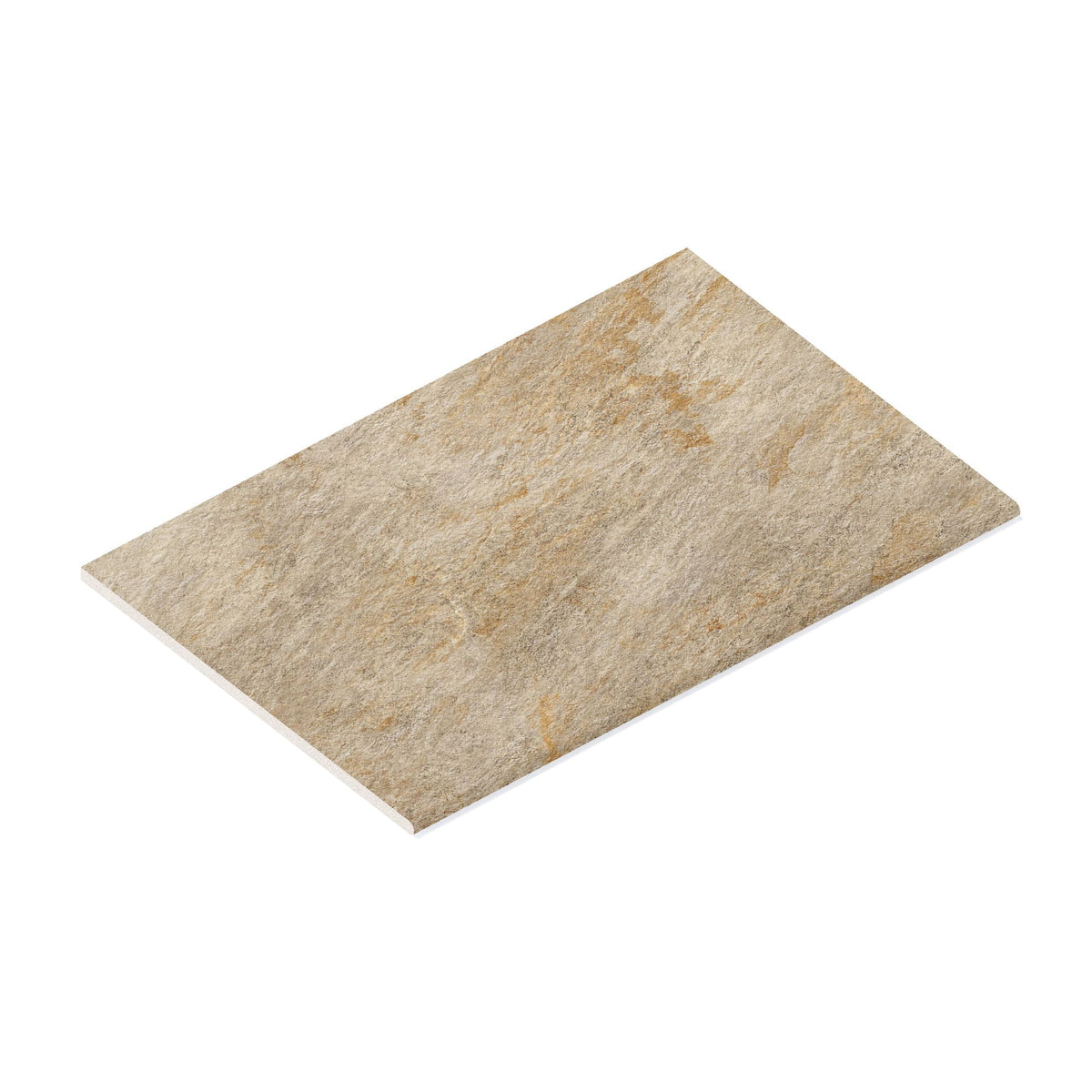 Margelle de piscine effet Pierre Quartzite Beige Doré 90x60x2 cm Bord 1/2 Rond Salvero