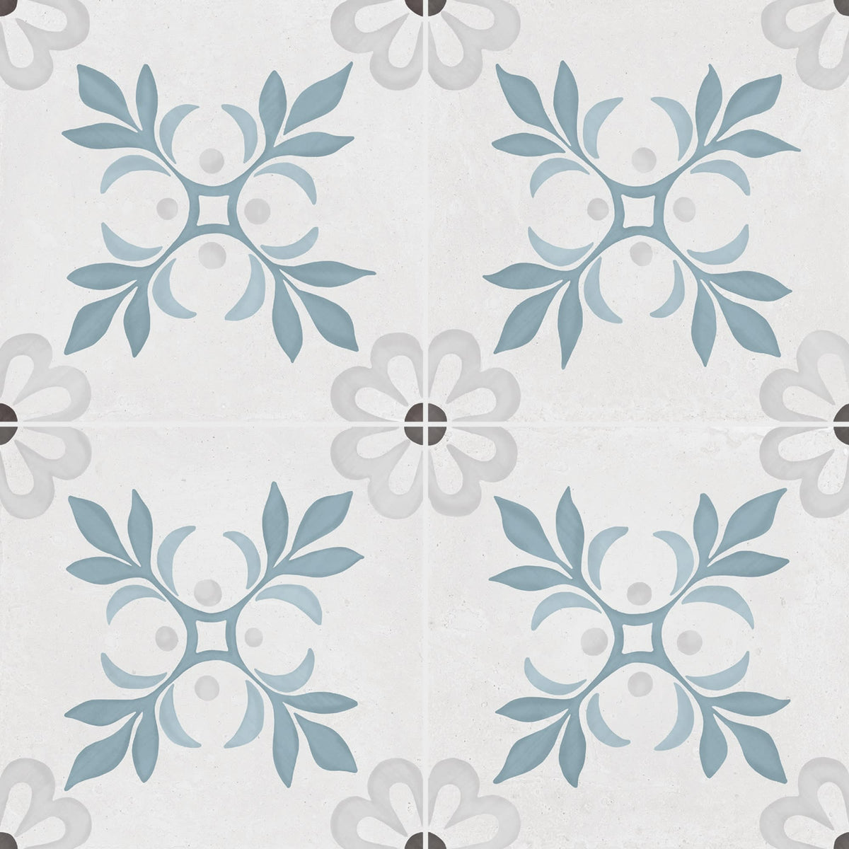 Carrelage effet Carreau ciment Roselis Bleu 22,3x22,3x0,9 cm Ventoril - Sol et mur intérieur