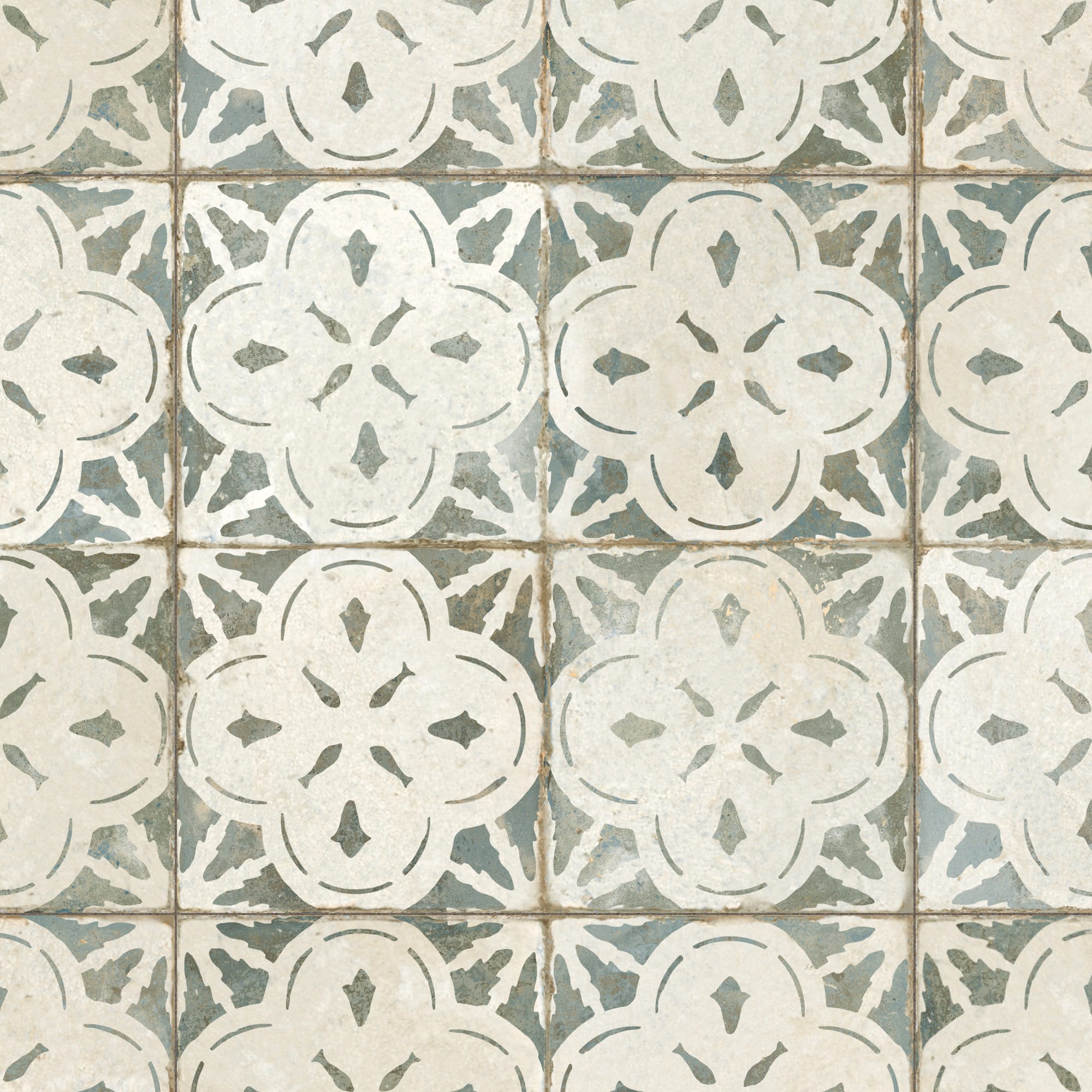 Carrelage Vintage effet Carreau ciment Vert 45x45x0,95 cm Calenza - Sol et mur intérieur