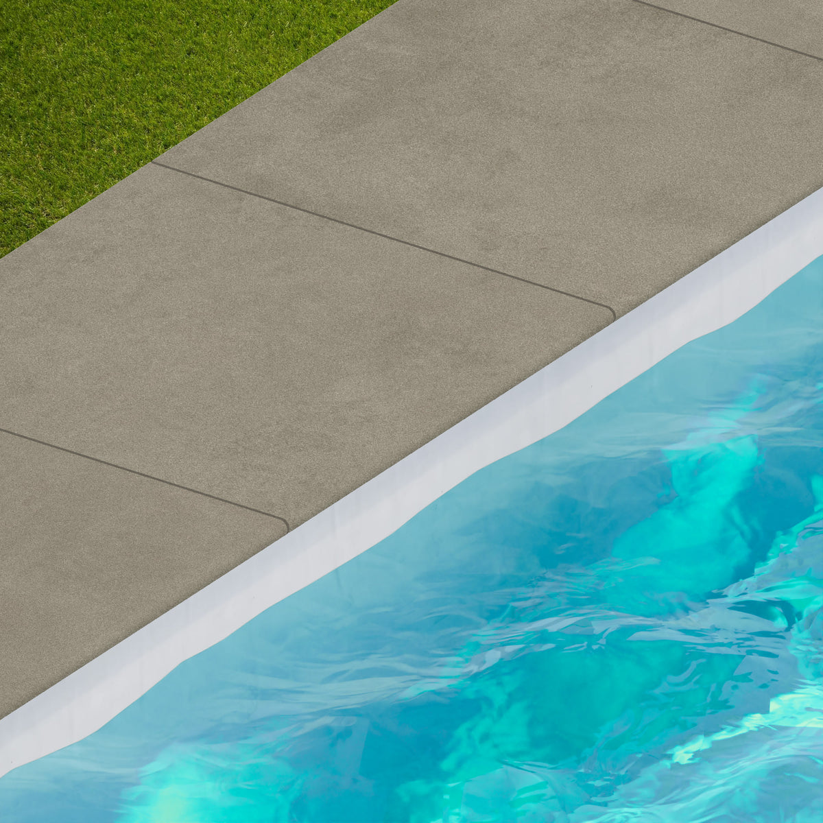 Margelle de piscine effet Béton Gris Terre 60x60x2 cm Bord 1/2 Rond Vetrano