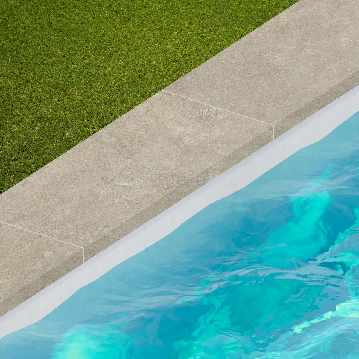 Margelle de piscine effet Pierre Calcaire Gris Ombre 80x33x2 cm Bord Droit avec retombée Rocalta